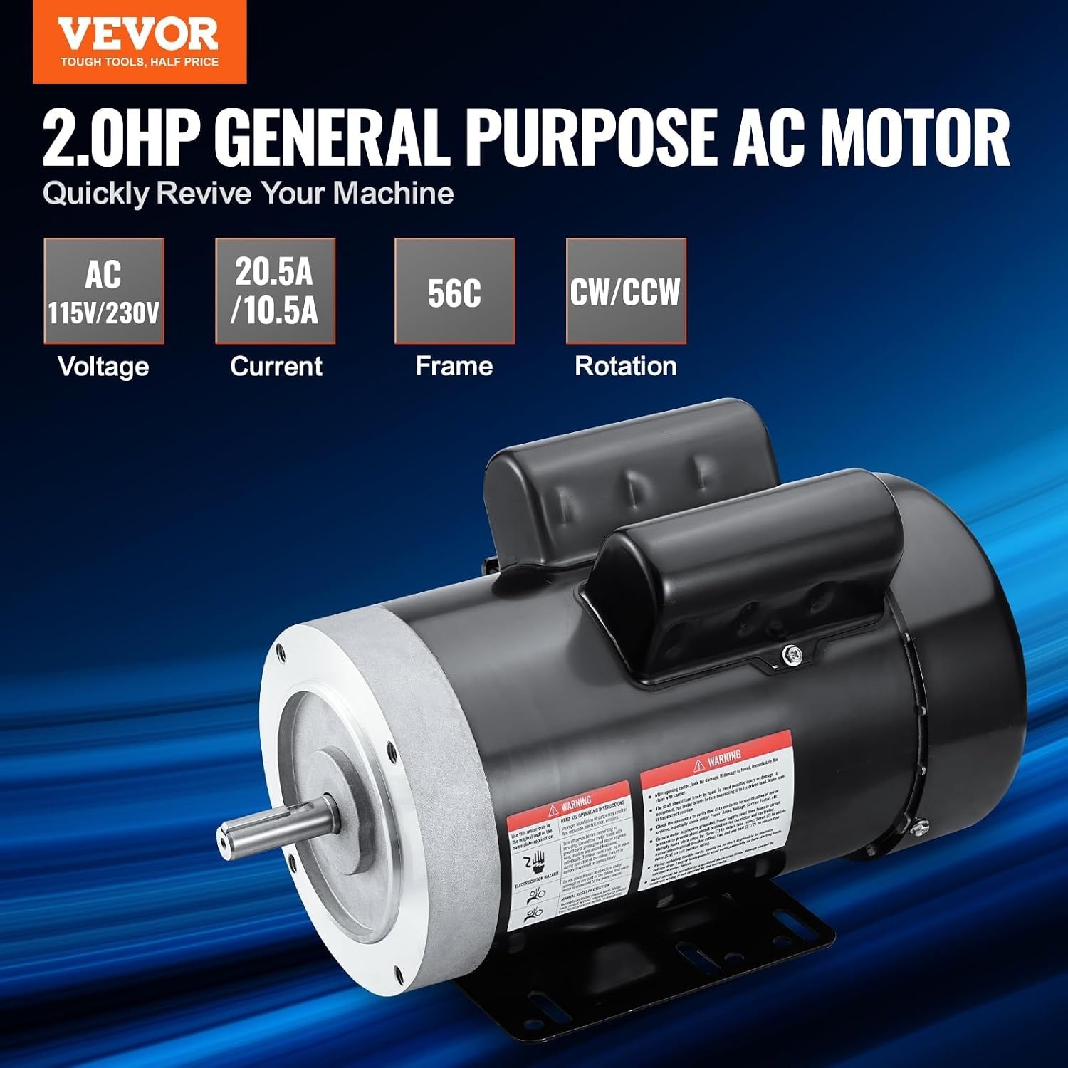 Reversible Rotation 2HP Electric Motor 56C Frame