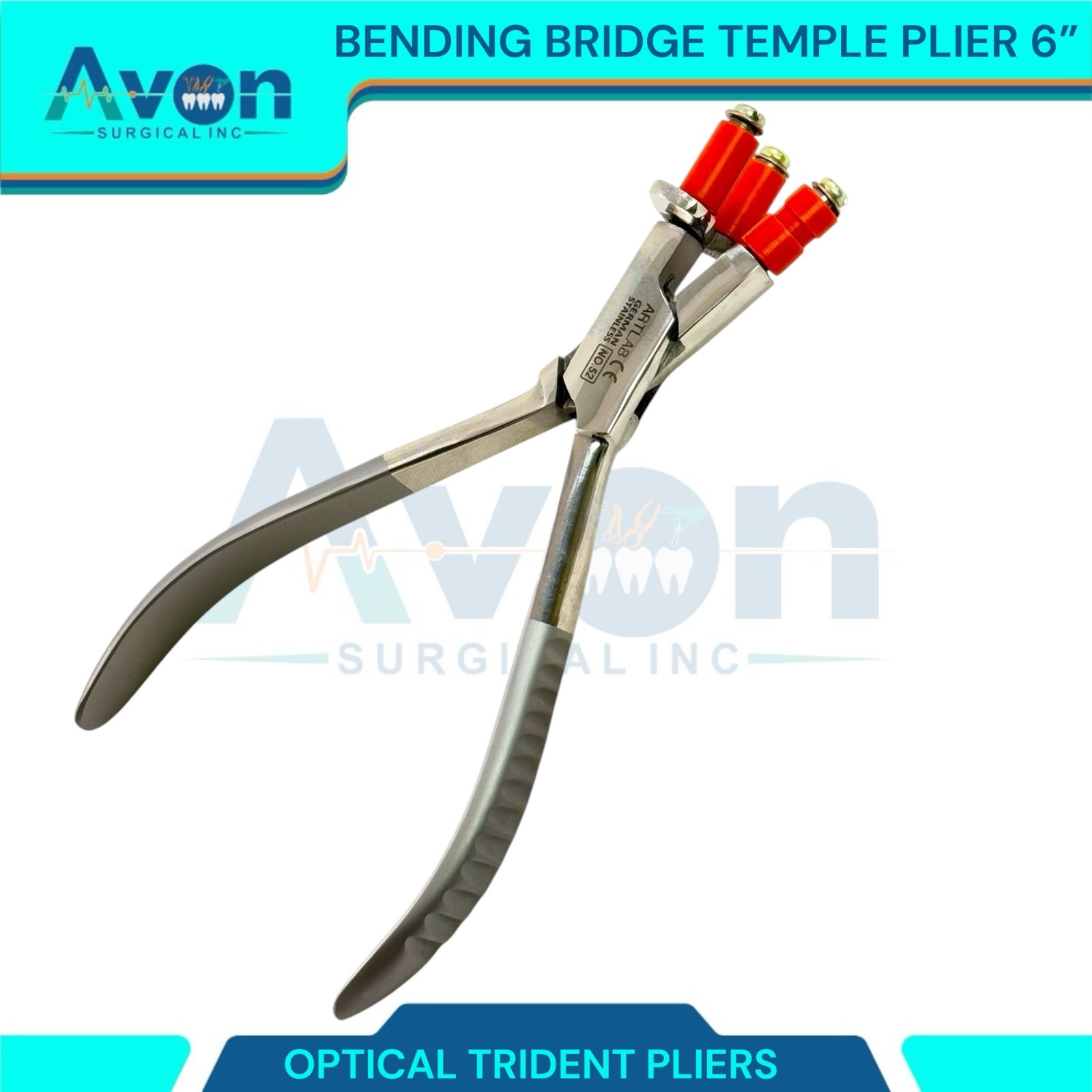 Non-Marring 3-Prong Optical Pliers 6″ – for Bending Frames, Temple, Bridge – 1pc
