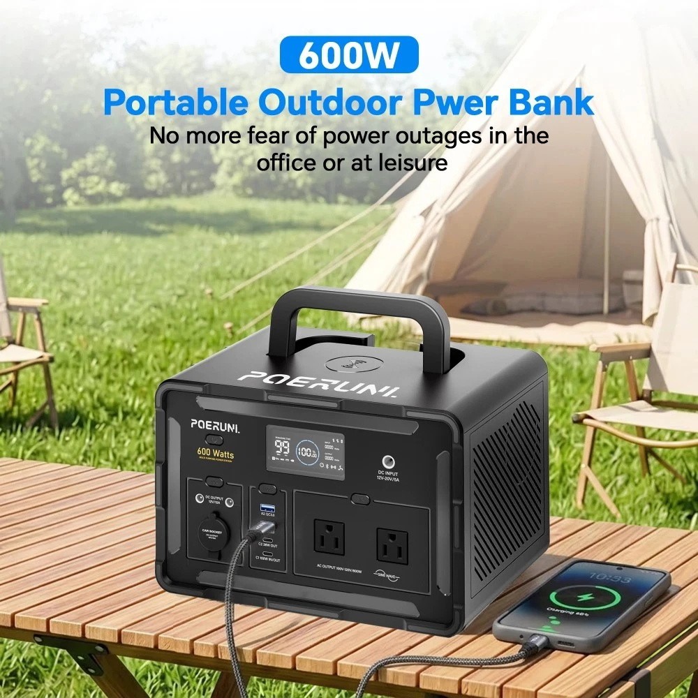 600W 519Wh Portable Power Station Solar Charger Generator Back Up RV Camping