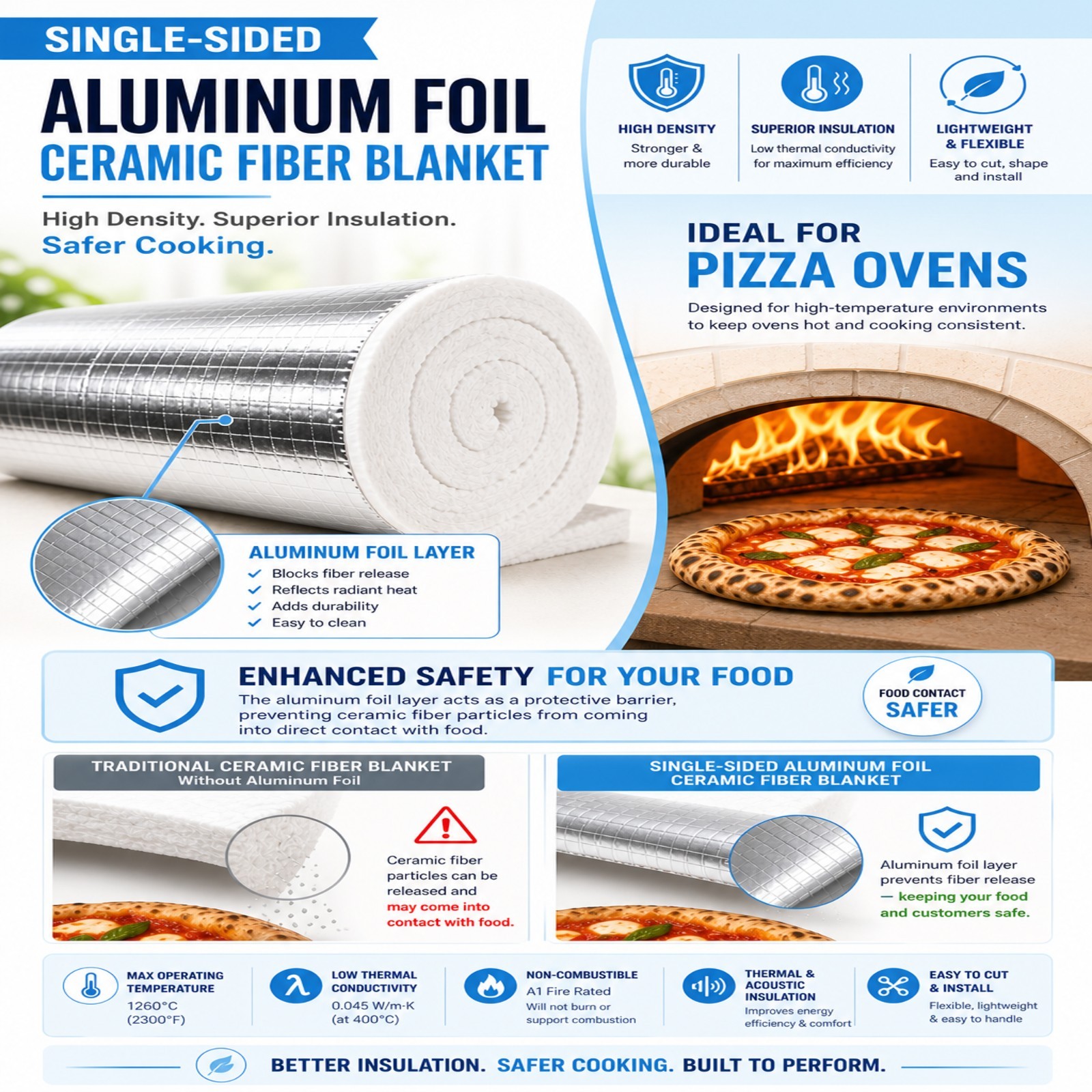 High-temperature insulation ceramic fiber blanket with aluminum foil facing