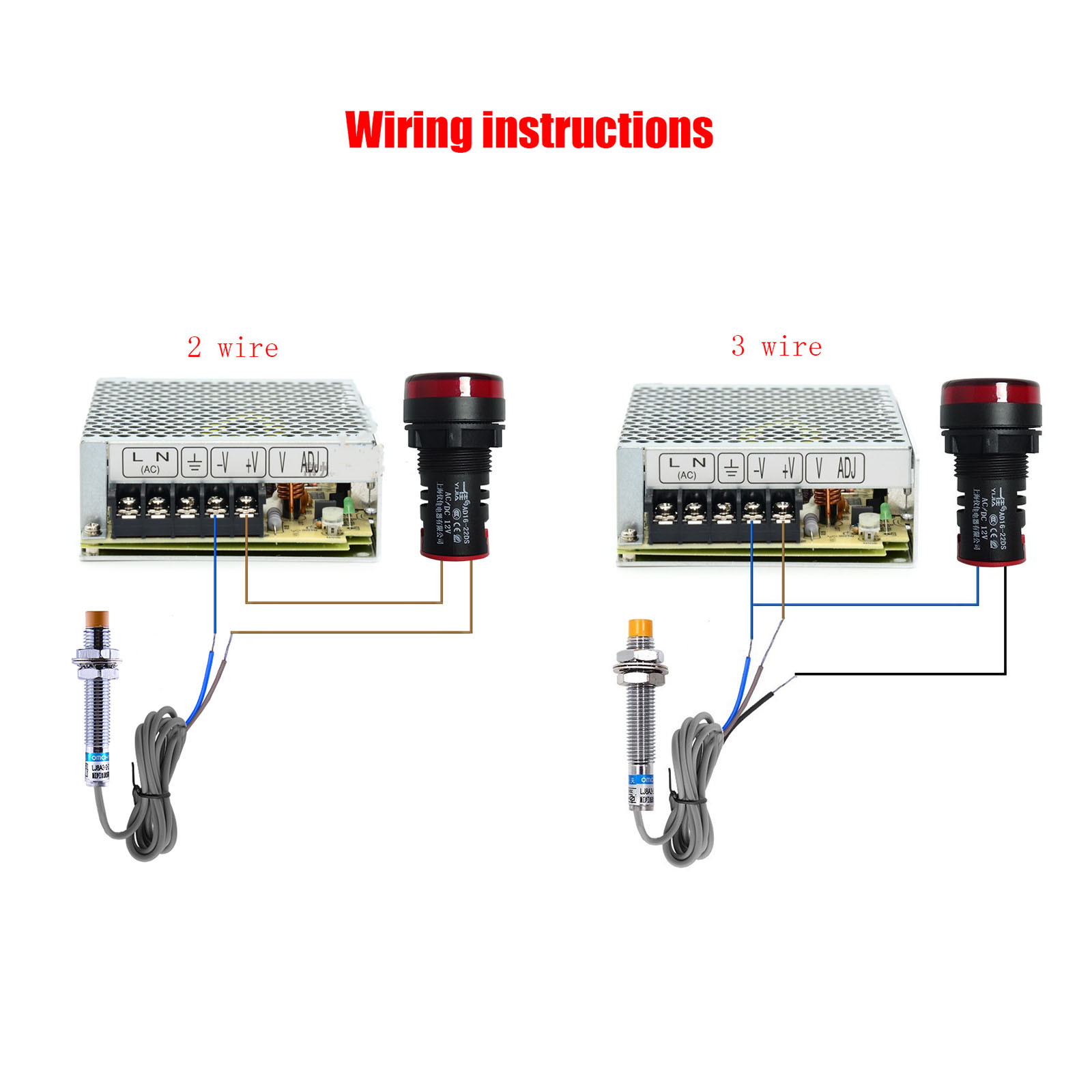 M8 Inductive Proximity Switch Metal Sensor NONC DC12-24V AC110-220V LJ8A3-2-Z/DX