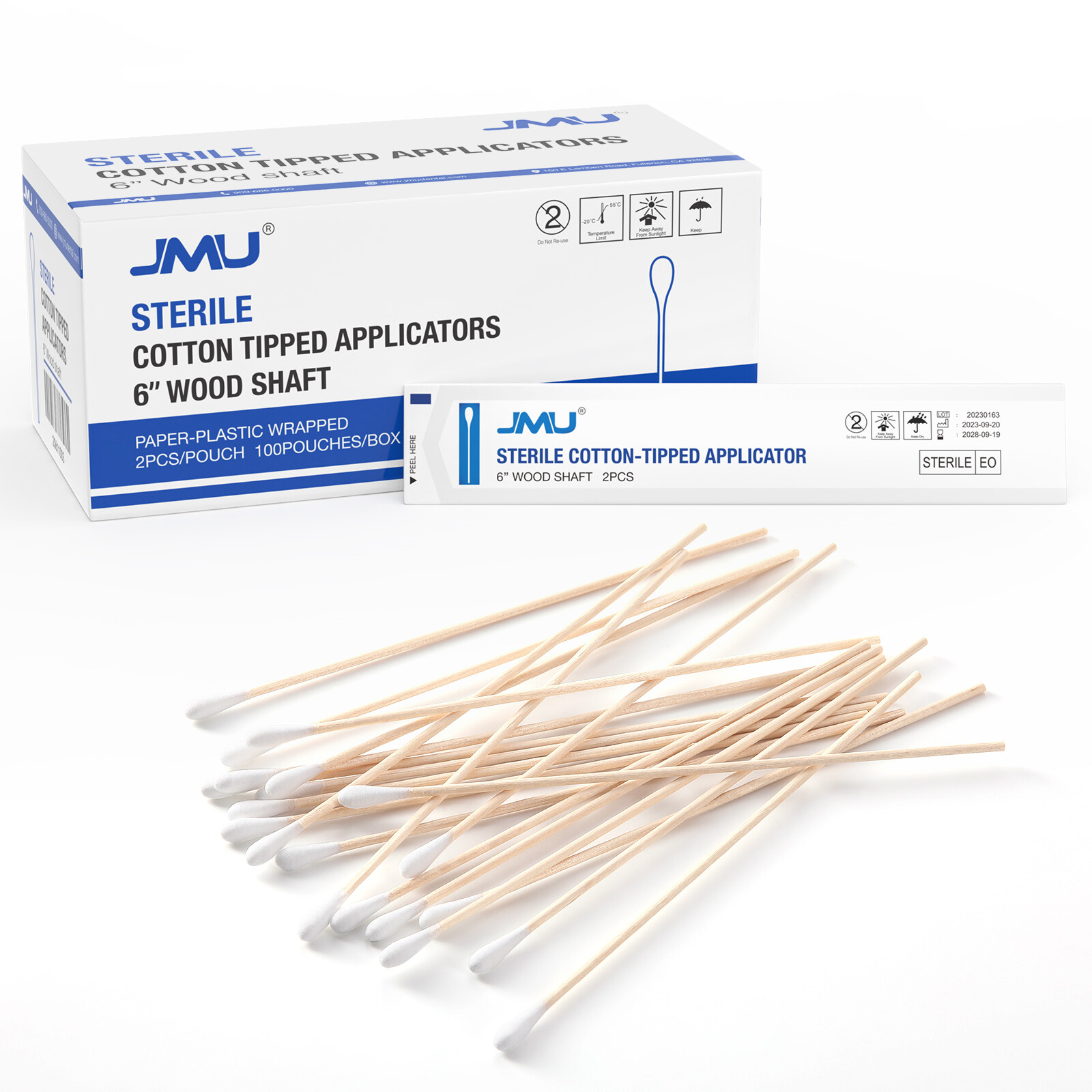 JMU Medical Cotton Tipped Applicators Cotton Swabs 3″ 6″ Wood Shaft (Multi-Qty)