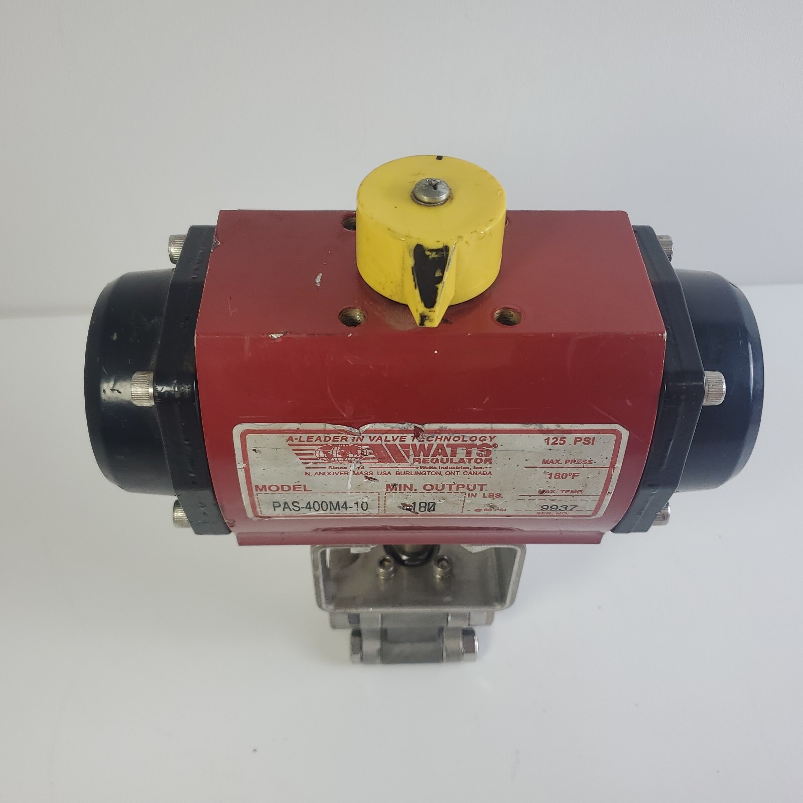 Watts Regulator Pneumatic Valve Actuator PAS-400M4-10 180 In Lbs Output 125 PSI
