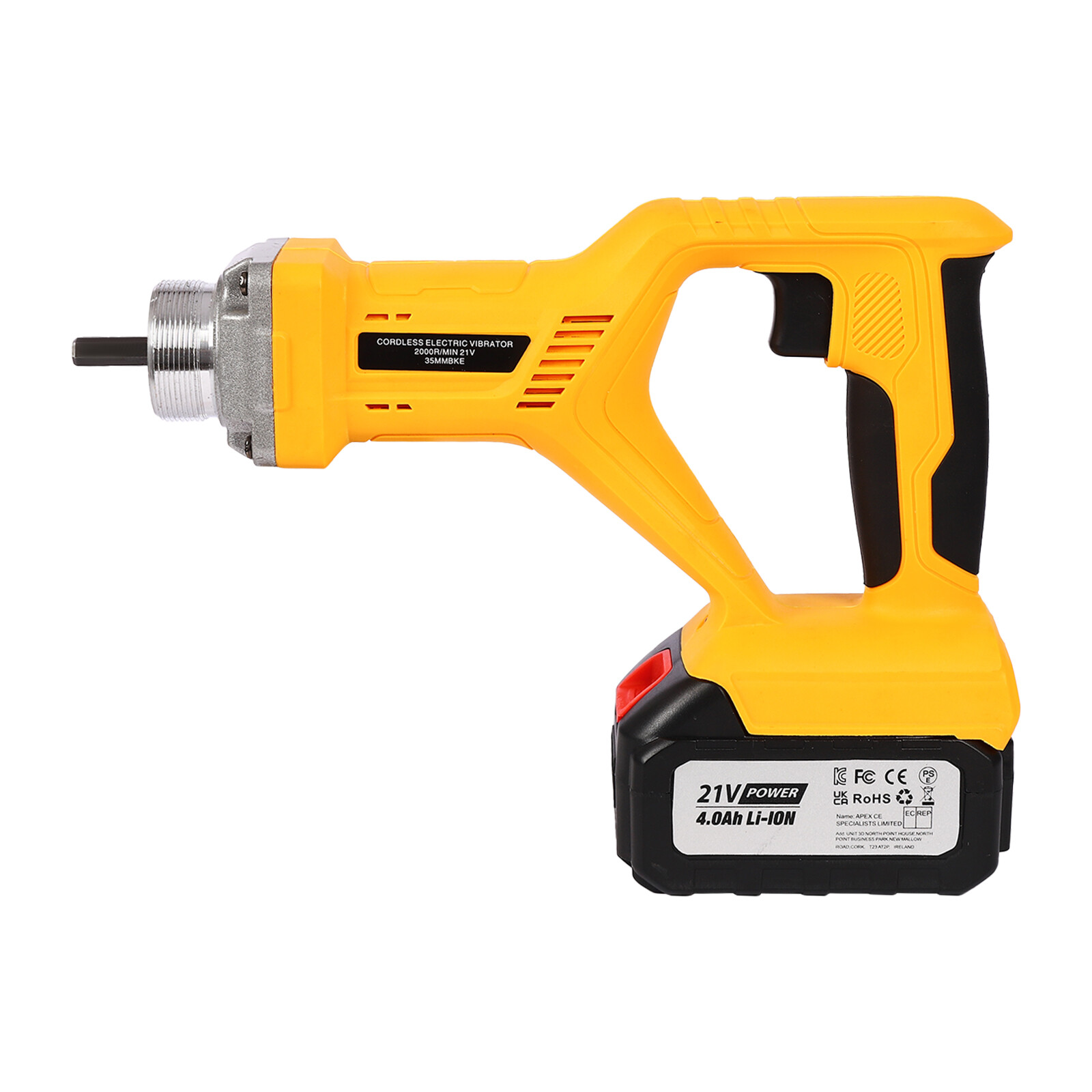 Concrete Vibrating Tool with 4.92ft Shaft, Battery Included, Ergonomic Design