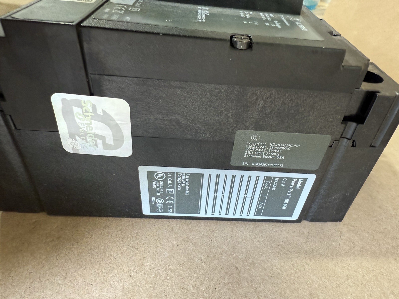 NIB – Square D – HDL36015 – Circuit Breaker, Powerpact H, 15A, 3 Pole, 600Vac