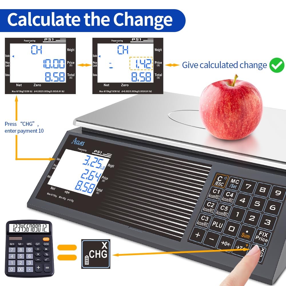 ACLAS Digital Price Computing Scale NTEP Certified Legal for Trade 30lbs 0