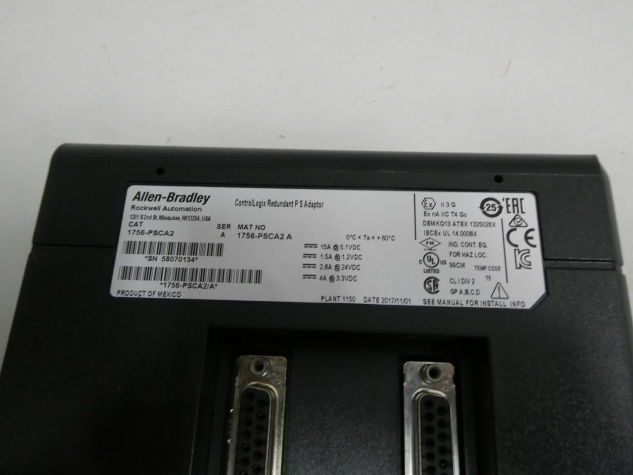 Allen Bradley 1756-PSCA2 Controllogix Redundant Ps Adaptor Chassis Ser A
