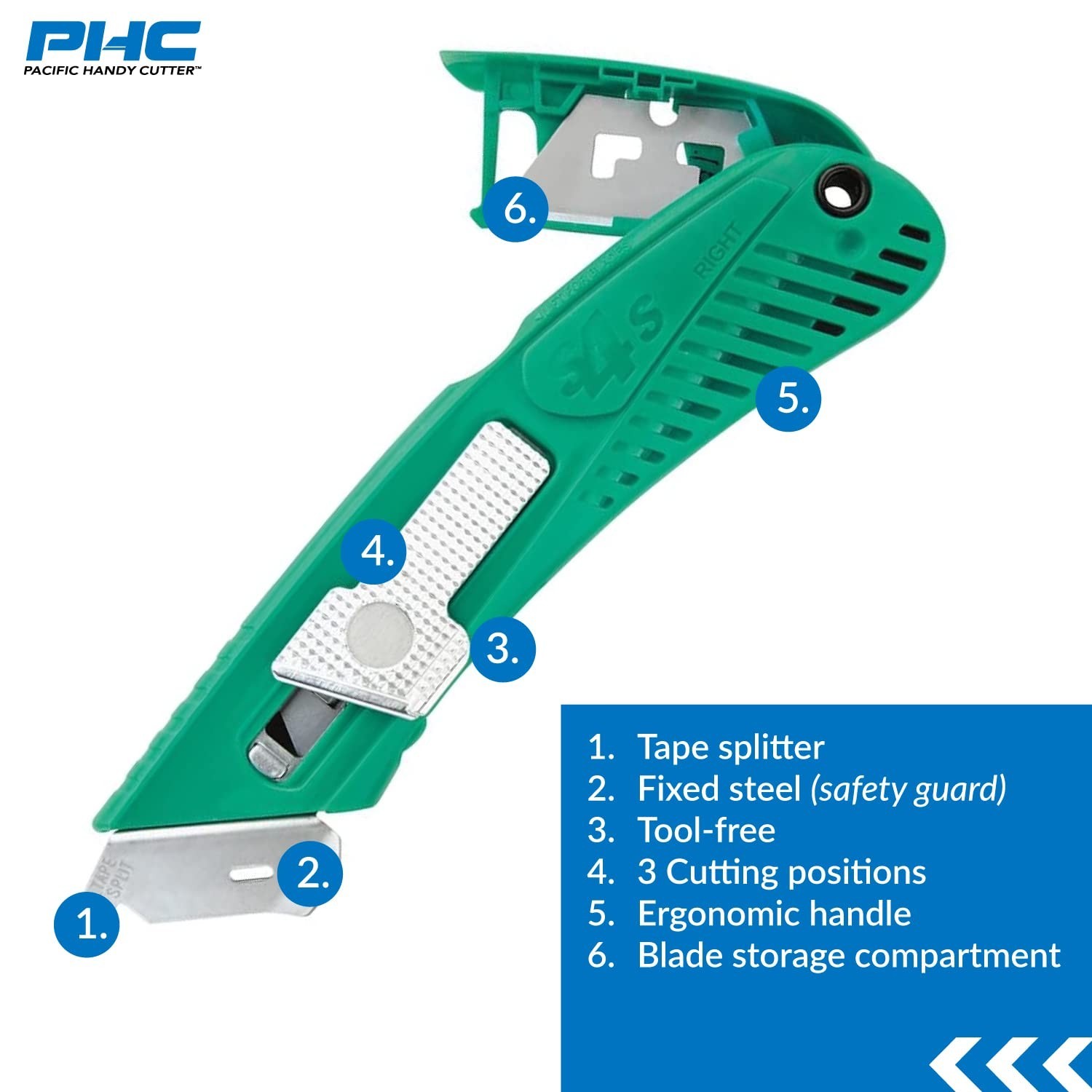 Pacific Handy Cutter S4SR Self-Retracting Safety Cutter with Fixed Metal Guar…