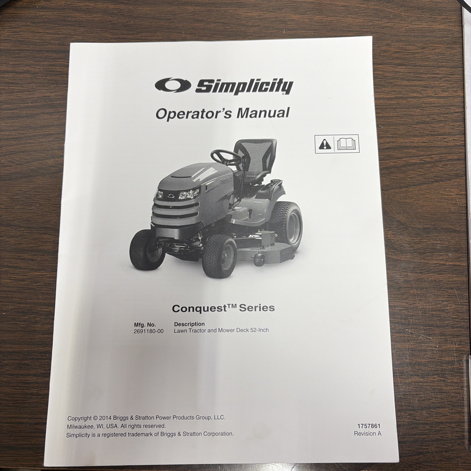 Simplicity Conquest 2691180-00 Operator’s Manual