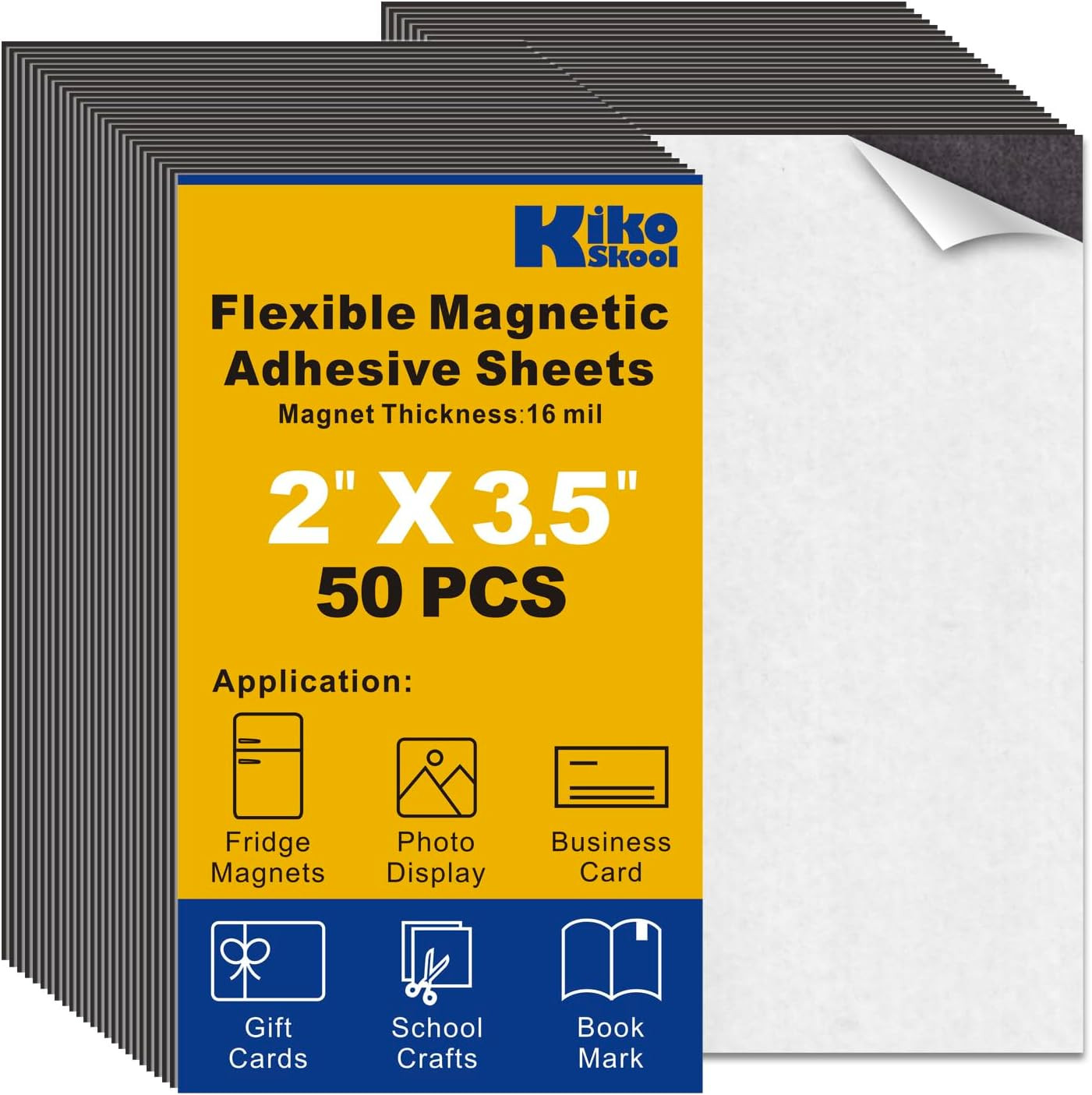 Business Card Magnets, 2×3.5 inch,50 Pack, Peel and Stick Self Adhesive Magnetic