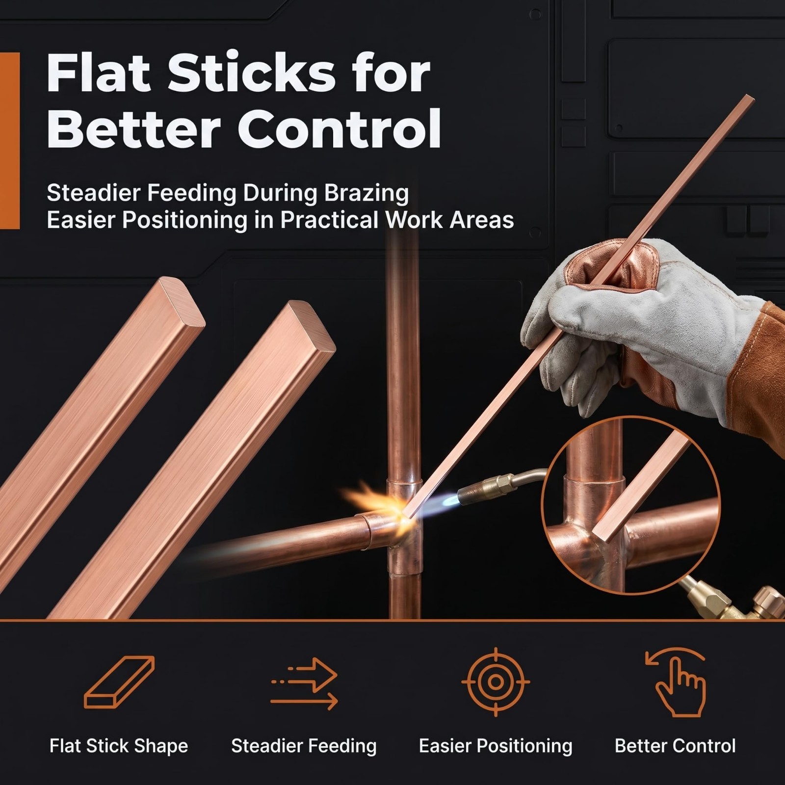 15% Silver Brazing Rods – 10 Flat Sticks 0.050″ x 1/8″ x 14″ for HVAC, AC, Refri