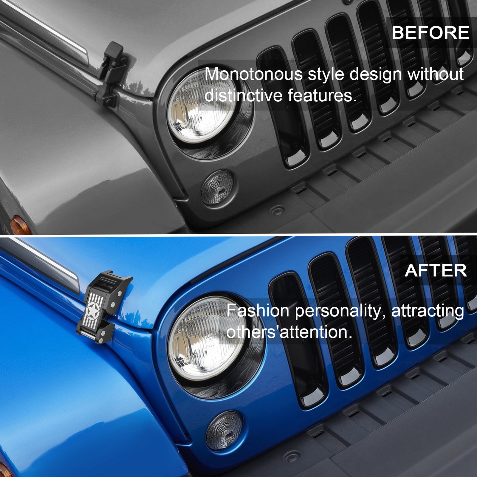 Jeep Wrangler JK/JKU 2007-2018 – Dual Aluminum Hood Latch/Catch Replacement