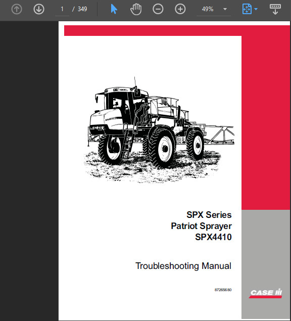 CASE IH SPX4410 SPRAYER MANUAL TROUBLESHOOTING REPAIR PDF USB