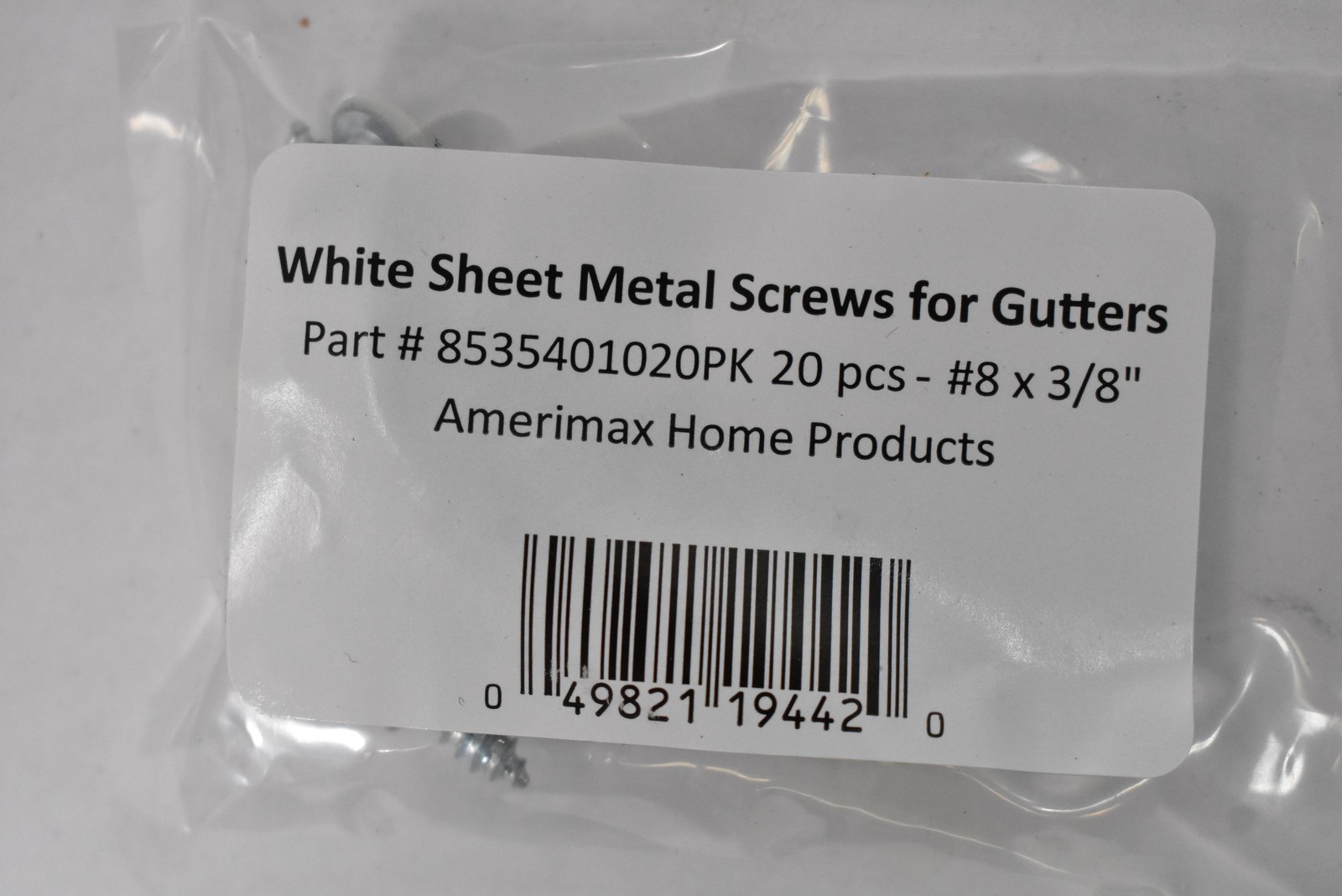 Lot of 400 Amerimax Gutter Screws White #8 x 3/8″ 20/Pack Phillips Pan Head