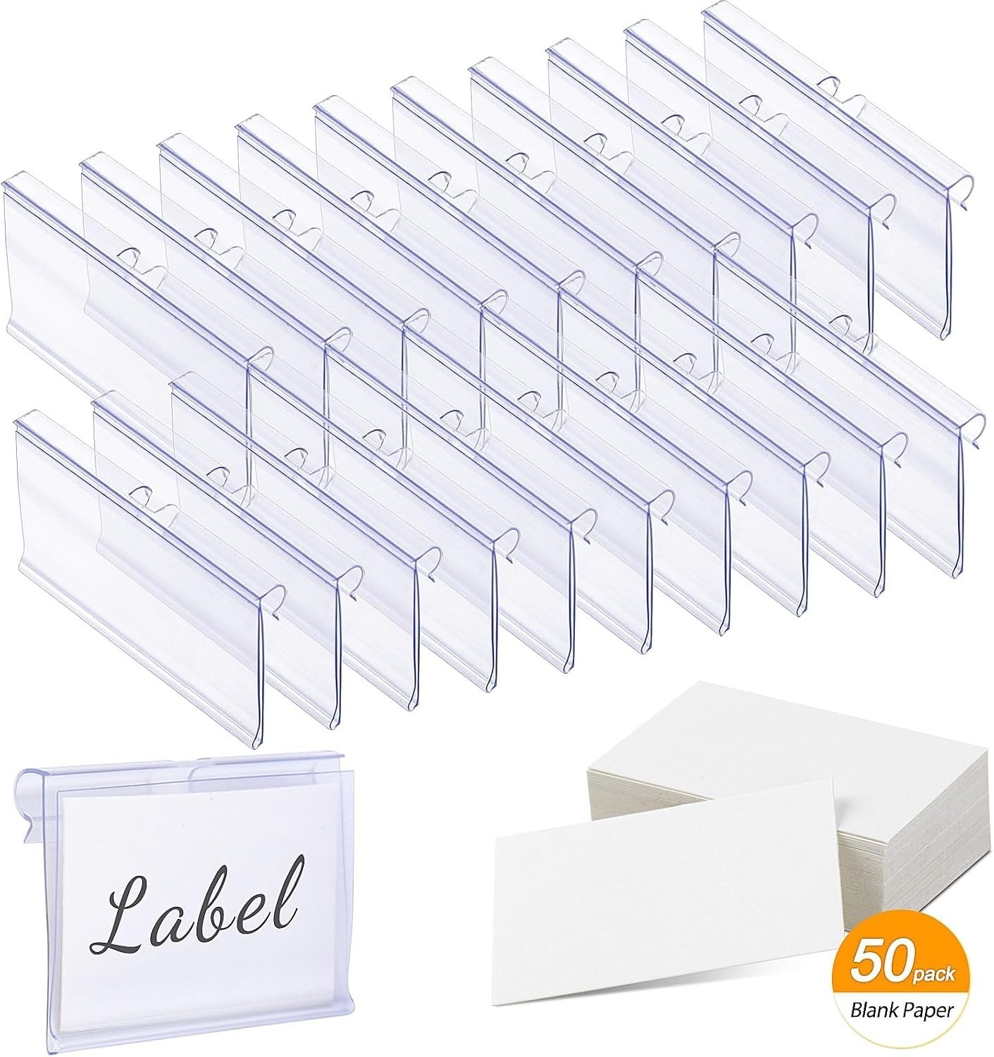 Versatile 50 Pcs Shelf Tag Holders – Durable PVC with Double Snap Lock Design