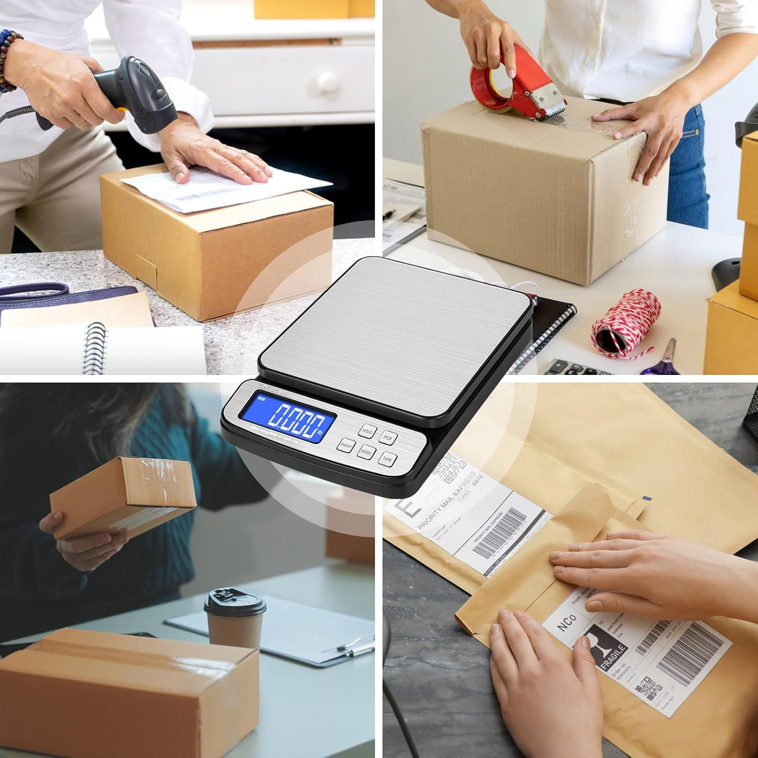 Fuzion Digital Shipping Postal Scale – 88Lb X 0.1Oz, Stainless Steel Platform, 5