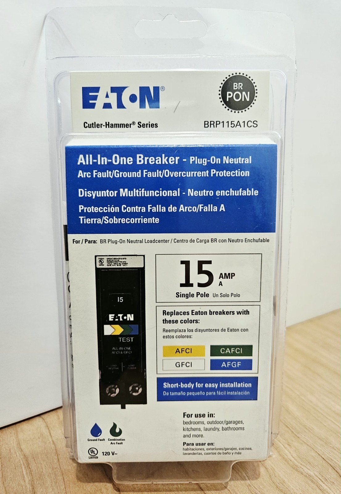 Eaton BRP115A1CS Type BR Plug-On Neutral All-In-One 15A 1-Pole 120V