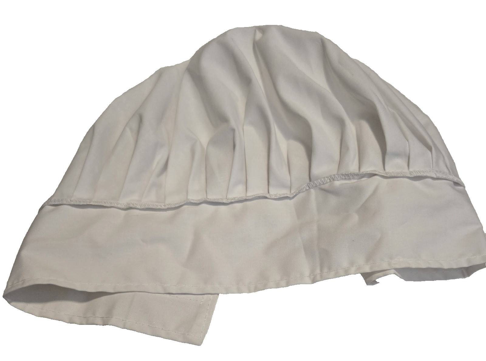 White Chef’s Hat Poly/Cotton Blend w/ Hook & Loop Fastener–Black Fiber on H & L