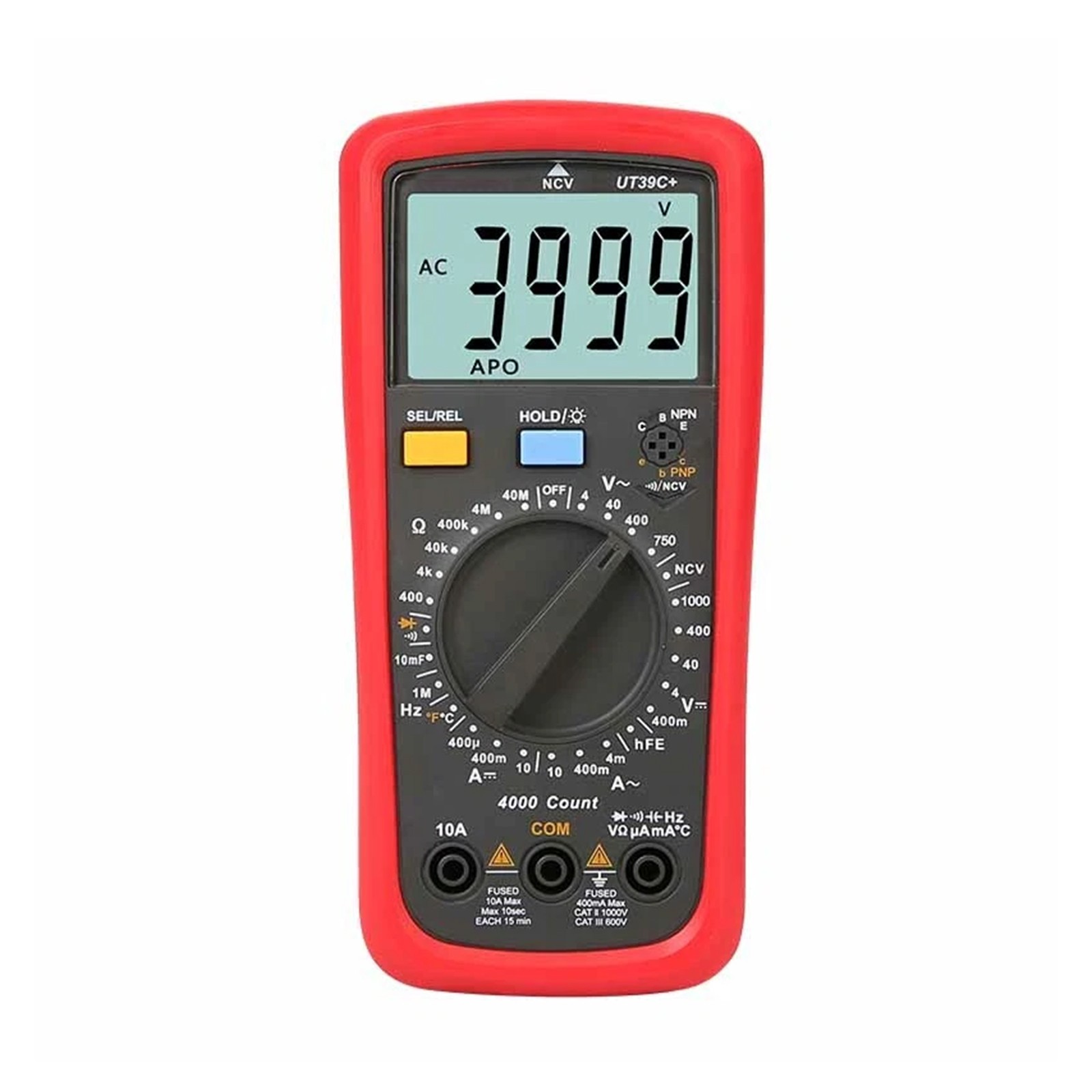 UT39C+ Digital Multimeter Auto Range LCD Backlight Data Hold Multimetro Tester