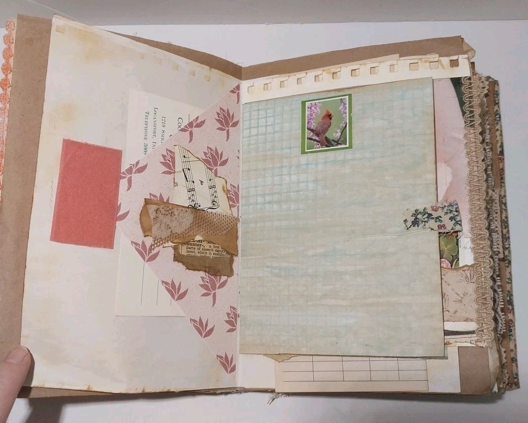 Junk Journal Antique Vtg. Ephemera Handmade Book Lg 9.5″x6.5″ Mother’s Day Gift