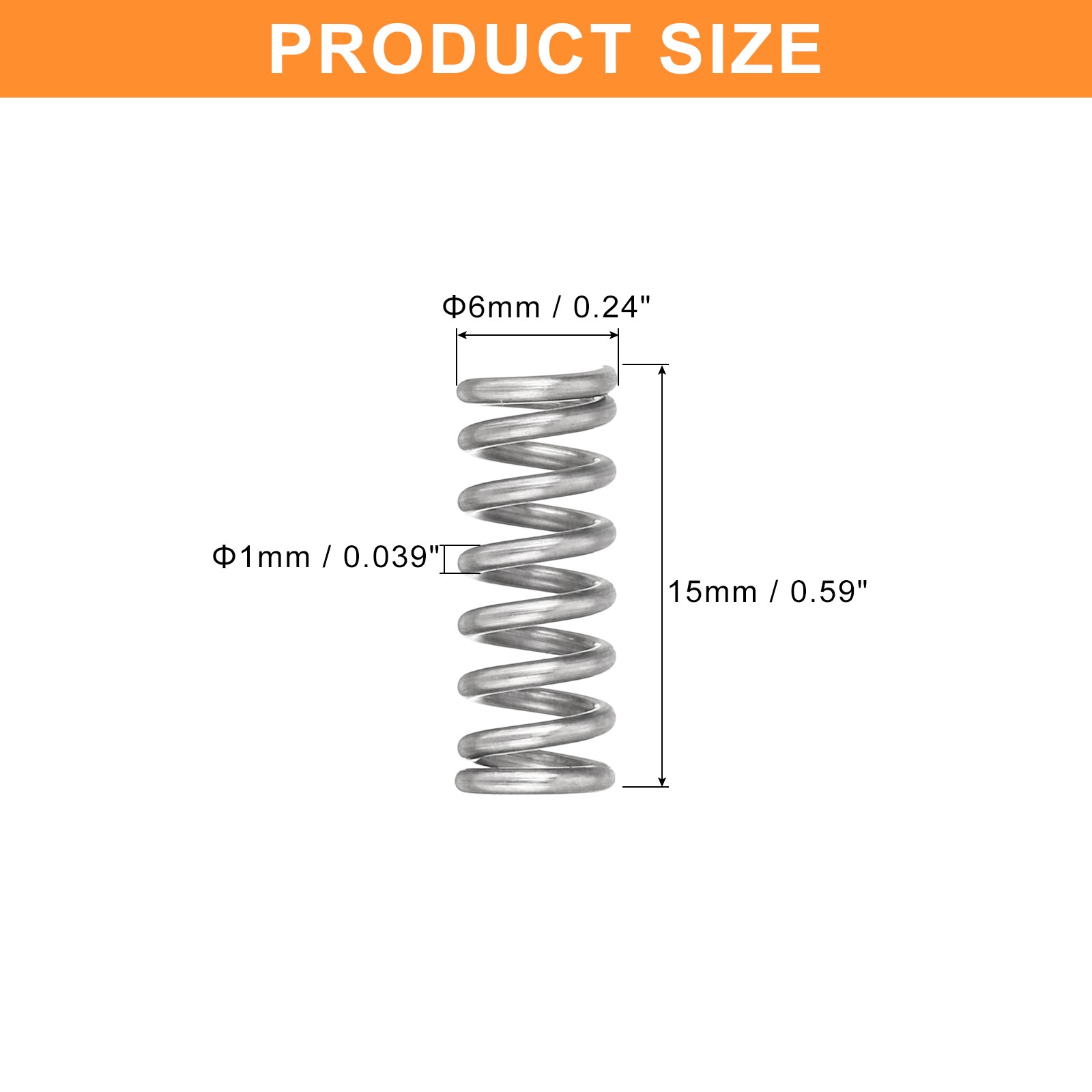 Wire Diameter 0.039″, OD 0.24″, Free Length 0.59″ Mechanical Compressed Spring