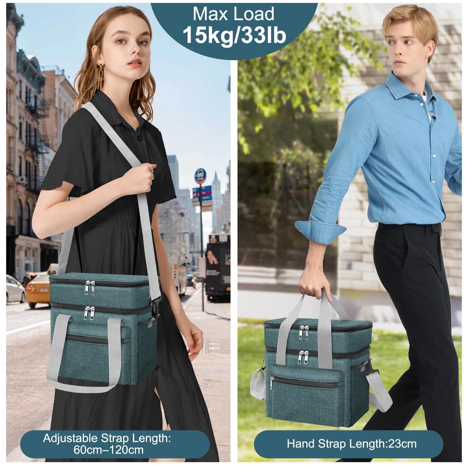 EEEKit Insulated Lunch Bag 14L Double Compartment Leakproof – Cooler Navy