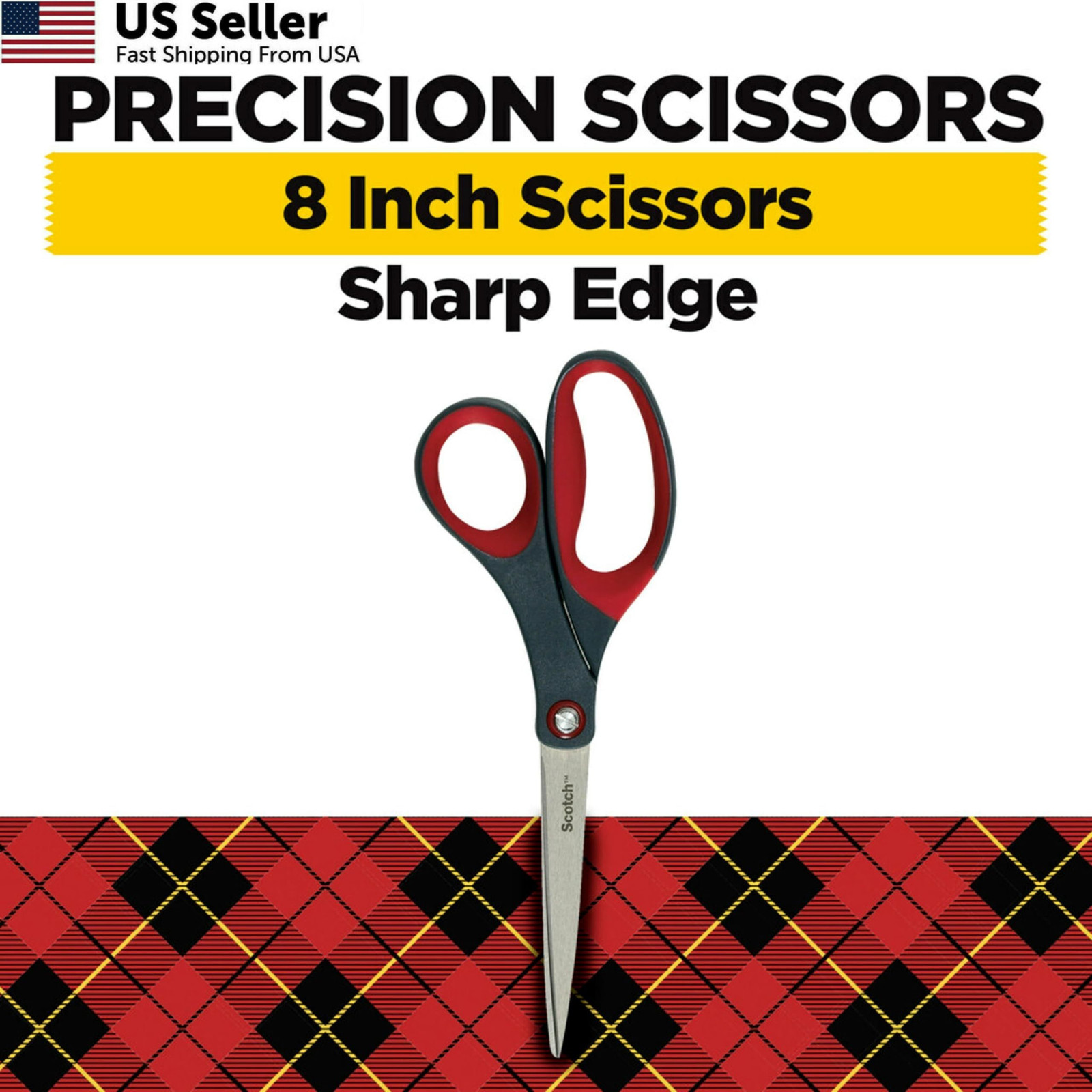 Scotch 6″ Precision Scissors, Great for Everyday Use (1446) 6-Inches, Grey/Red