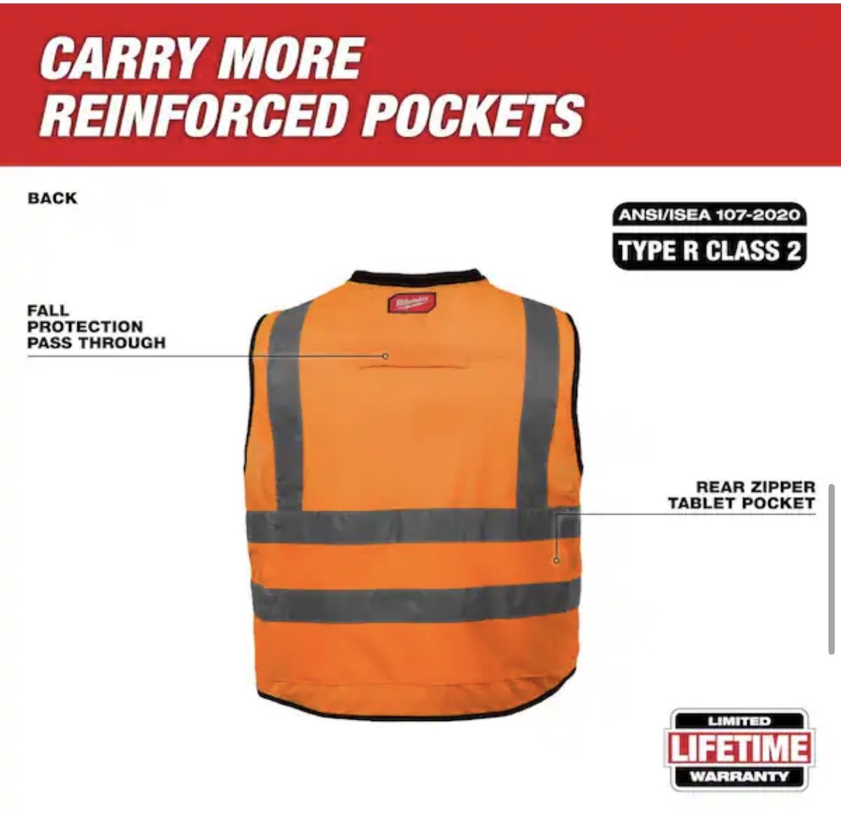 S/M Milwaukee 48-73-5051 High Visibility Orange Performance Safety Vest – New