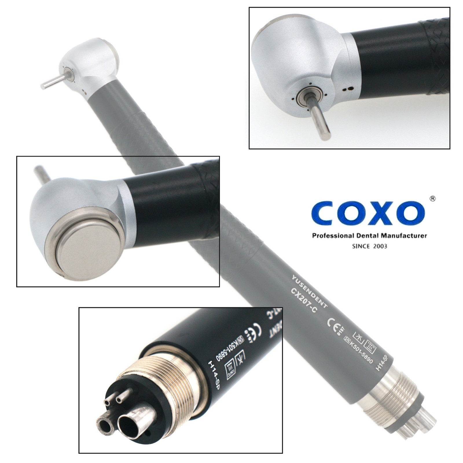 US COXO Dental CX207-C H14 High Speed Air Turbine Colorful Handpiece 4 Hole M4