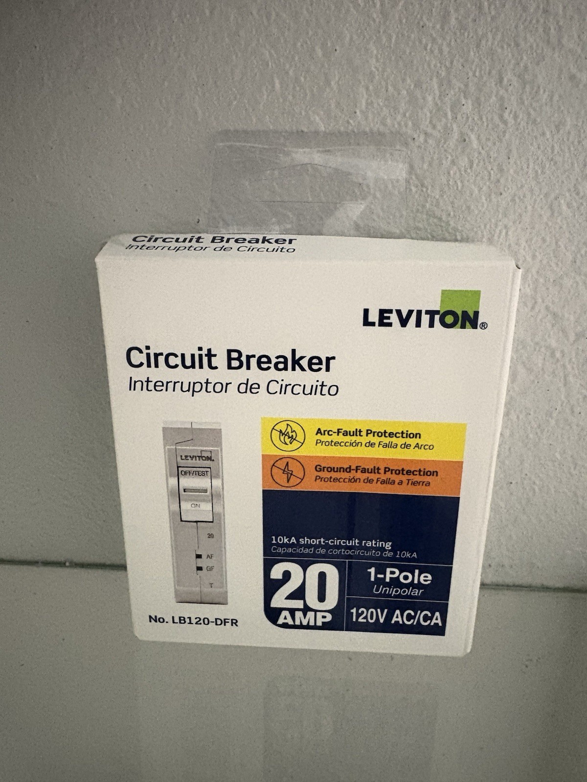 NEW!! Leviton Branch Circuit Breaker, AFCI/GFCI 1-Pole 20 Amp, 120V