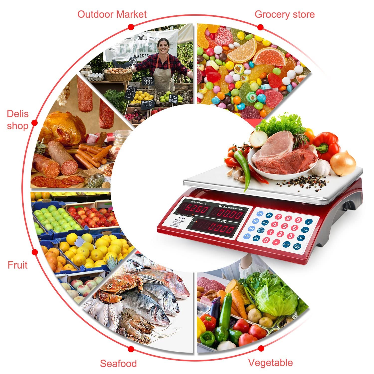 CAMRY Digital Price Computing Scale Commercial 66lb / 30kg Fruit Meat Produce…
