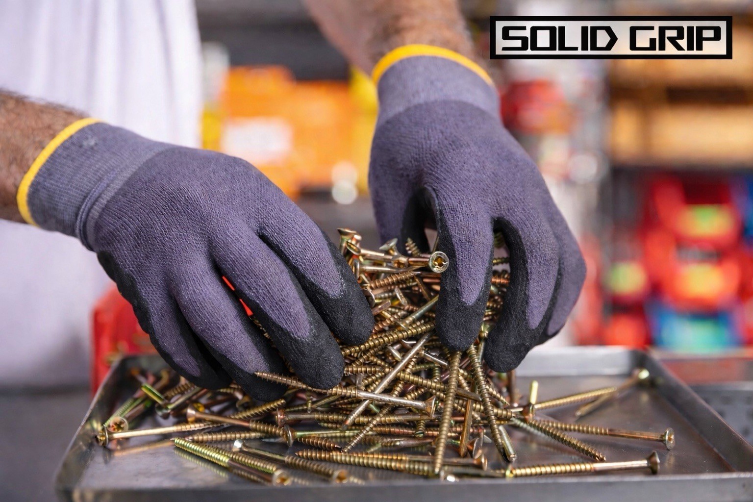 Solid Grip (10-PACK) Gray PROTECTIVE Work Gloves Micro Foam Nitrile Grip Coated