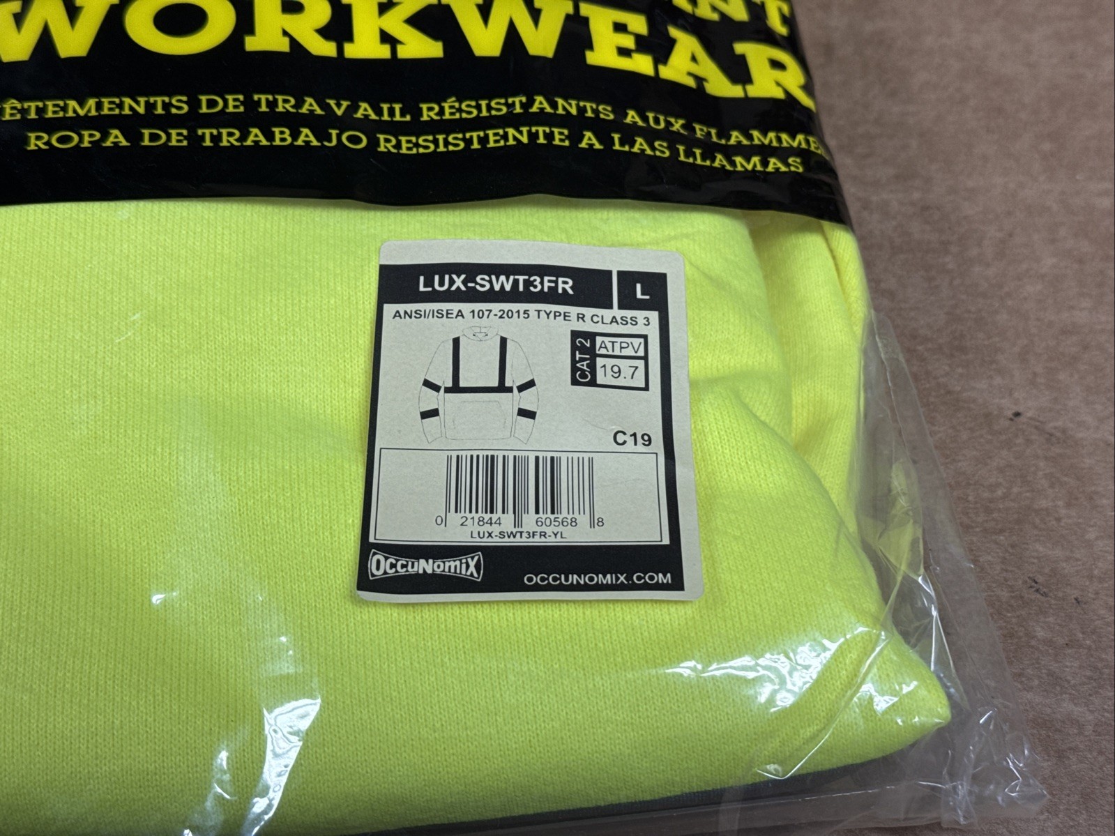 OCCUNOMIX Premium Hi-Viz Flame Resistant Pullover Hoodie LARGE Type R Class 3