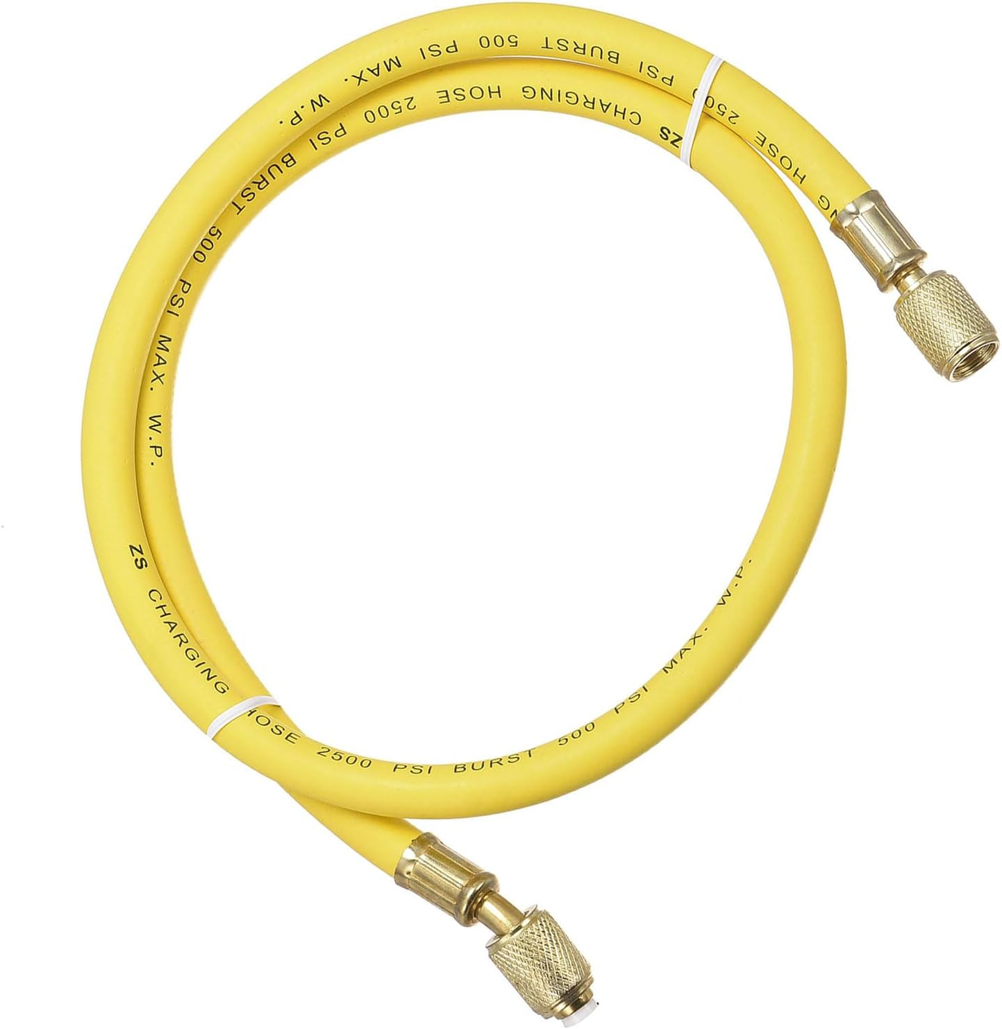1/4 SAE Flare AC Refrigerant Charging Hoses 2.95Ft Length 500PSI Thread Yellow