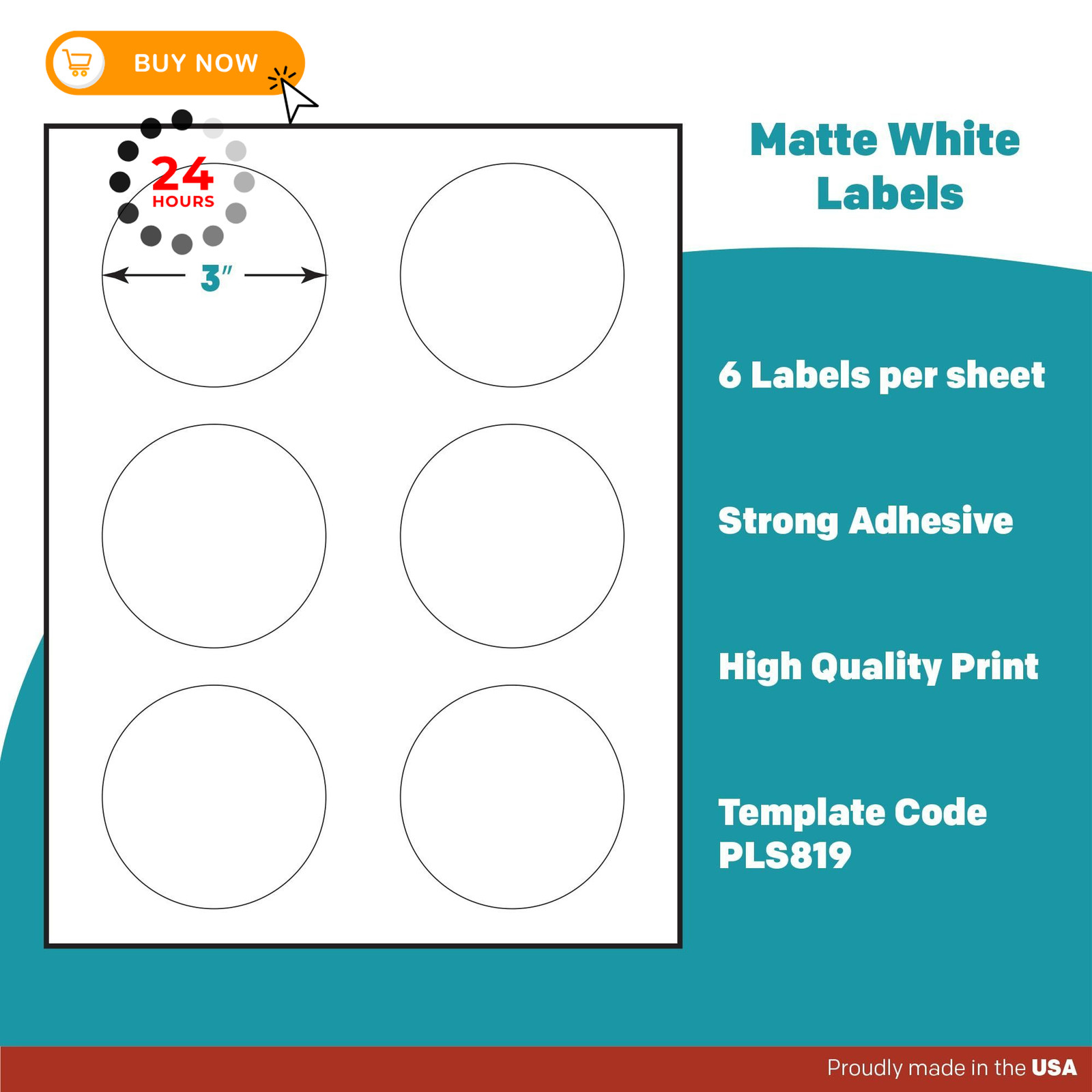 Premium Label Supply White Sticker Round Labels with Bleed 150 Labels,