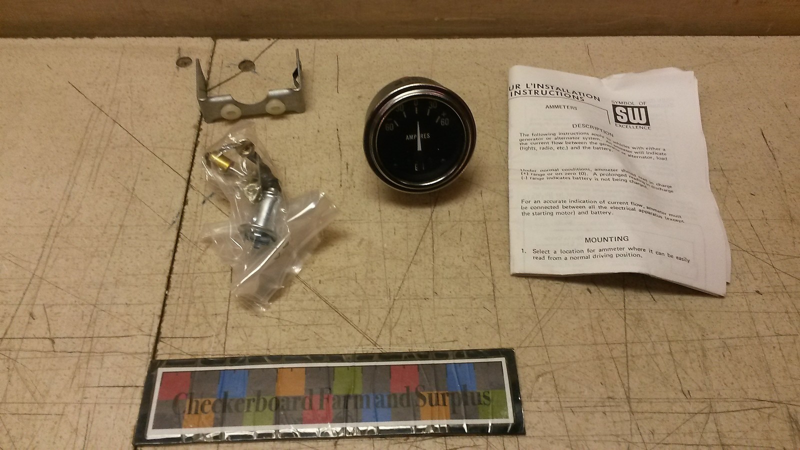 NOS Marathon DC Ammeter 073-6972 13613A -60.0/+60.0 amperes 6625005106642