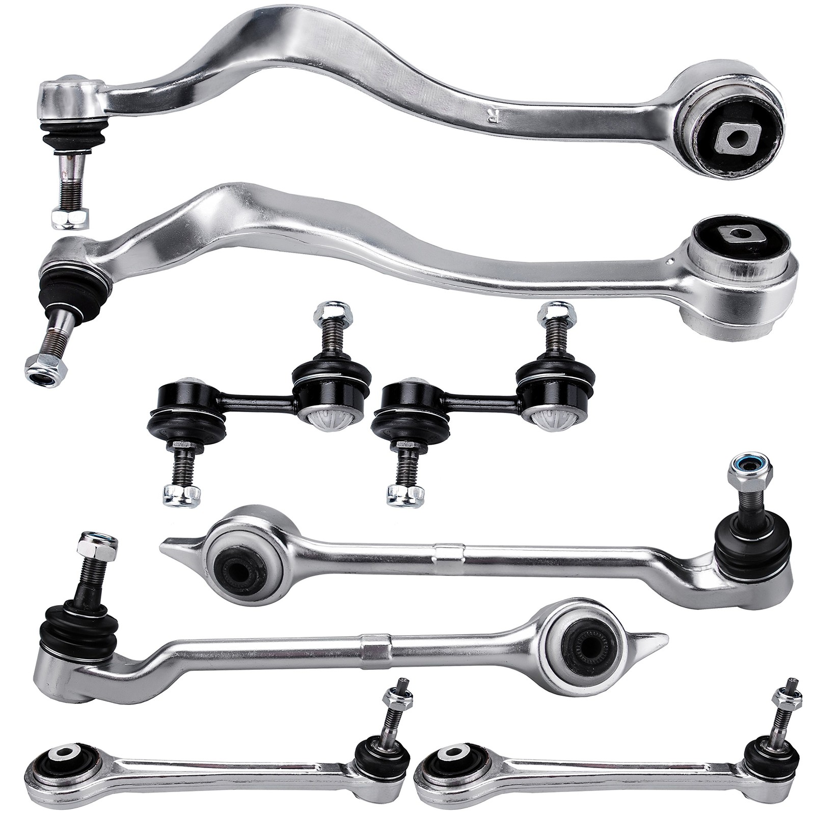 8pcs Front Lower Rear Upper Control Arm with Ball Joint Sway Bar Links BMW 530I