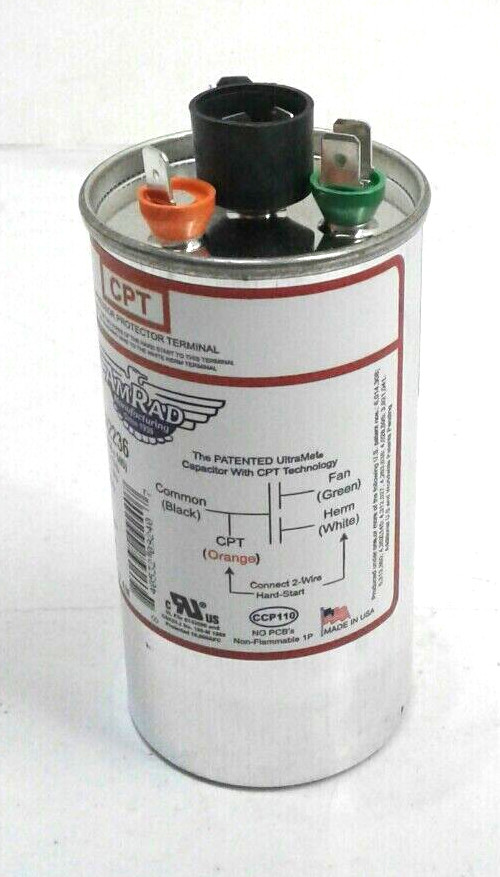 AmRad USA2236 CPT Round Motor Run Capacitor 45+5 MFD 370 or 440VAC 50-60Hz