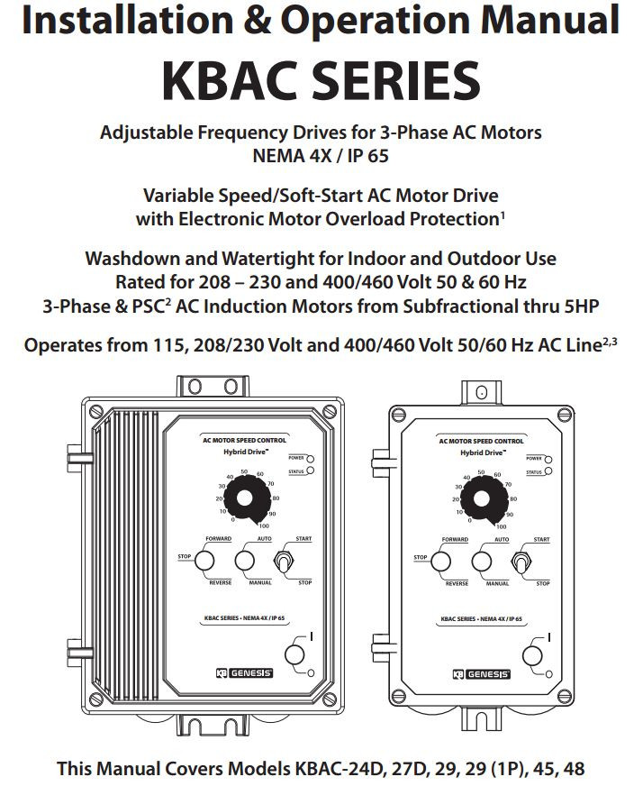 KB Electronics KBAC-29 10001 AC motor control 230v 1ph input 3HP 9A 230v 3ph out
