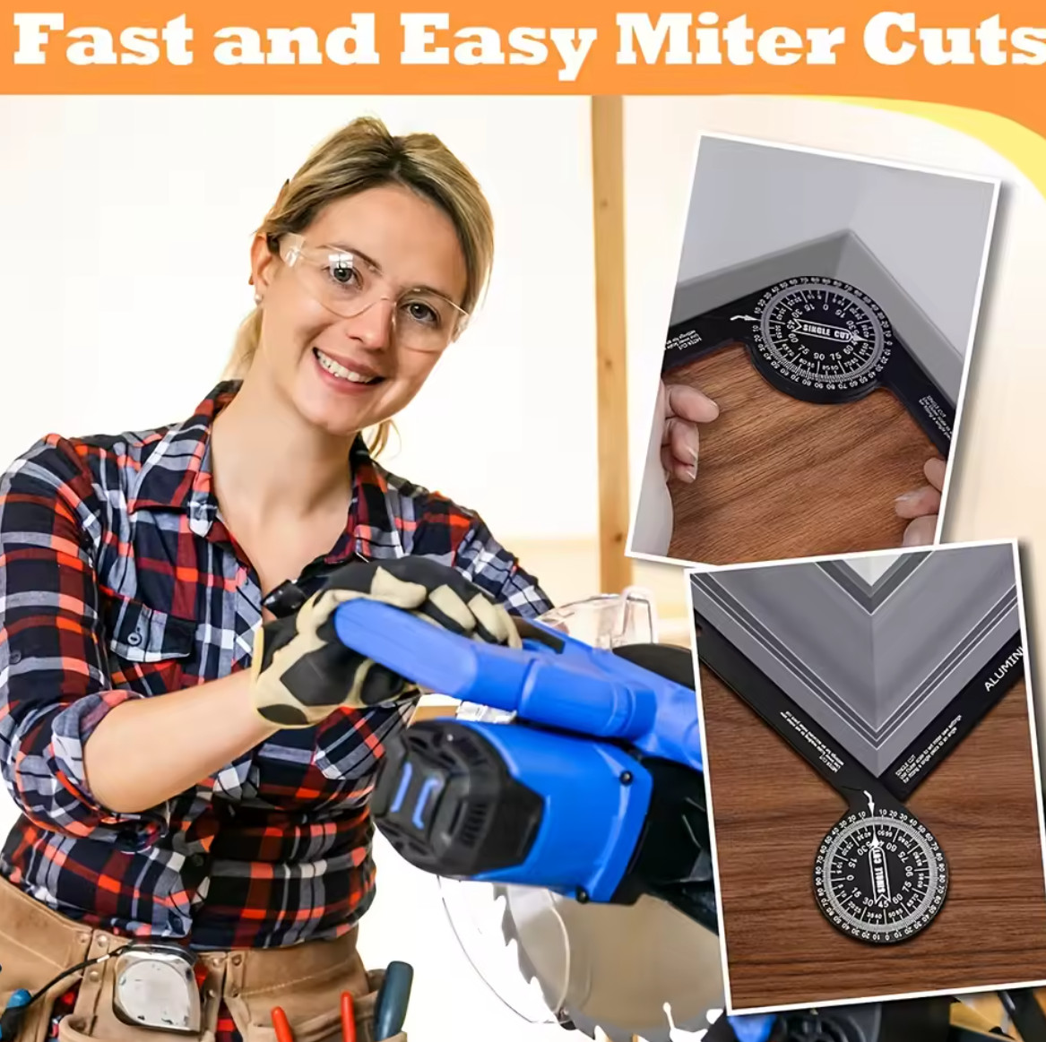 Aluminum Miter Saw Protractor | 7-Inch Rust Proof Angle Finder Featuring
