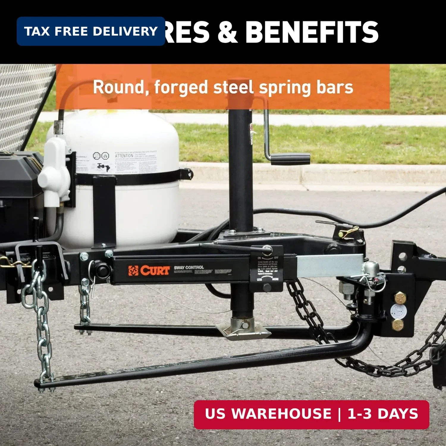 17063 Round Bar Weight Distribution Hitch with Sway Control, 14,000 lb | 1,000-1