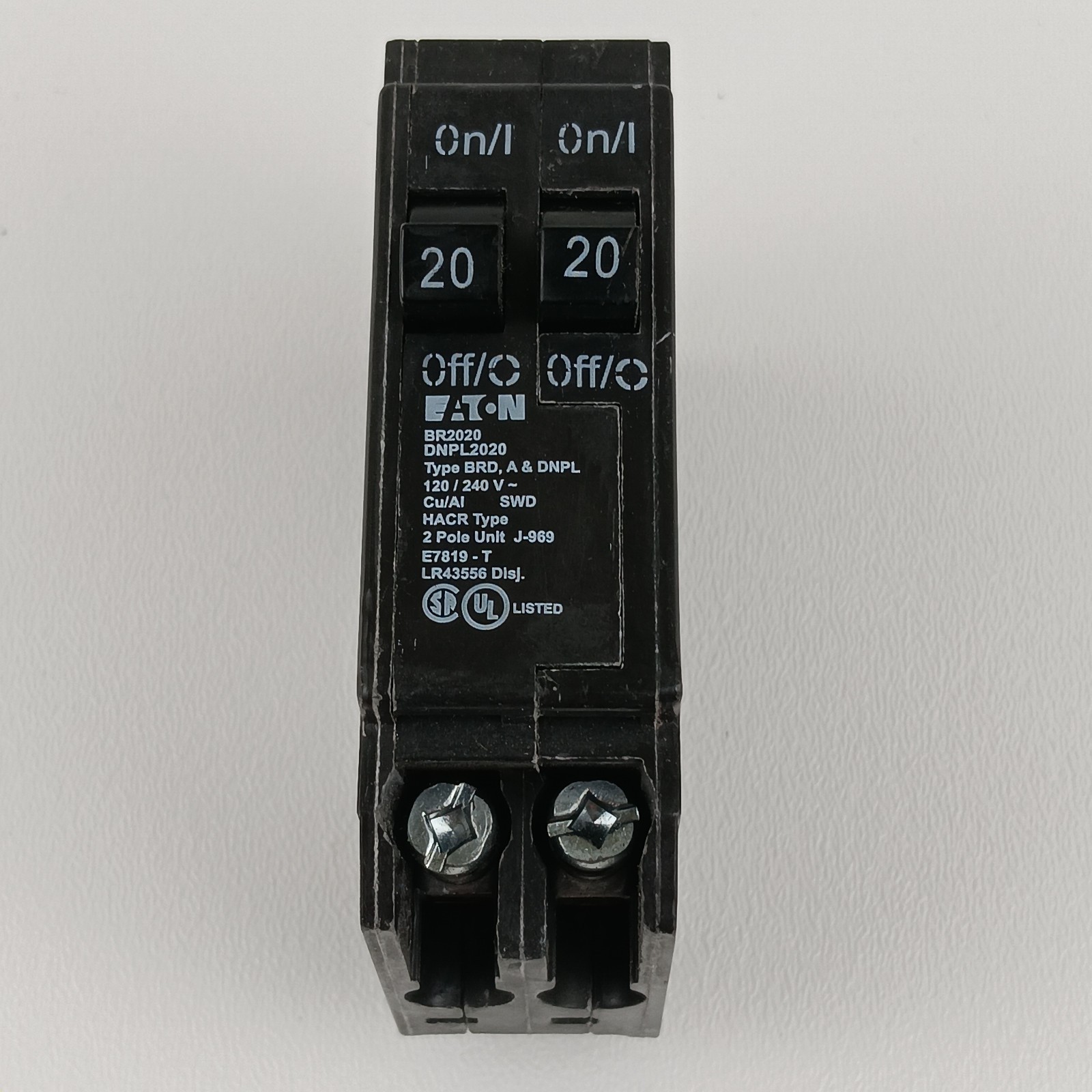Cutler Hammer BR2020 1 Pole Twin 20 A 120V Plug In Type BRD-DNPL Breaker non-CTL