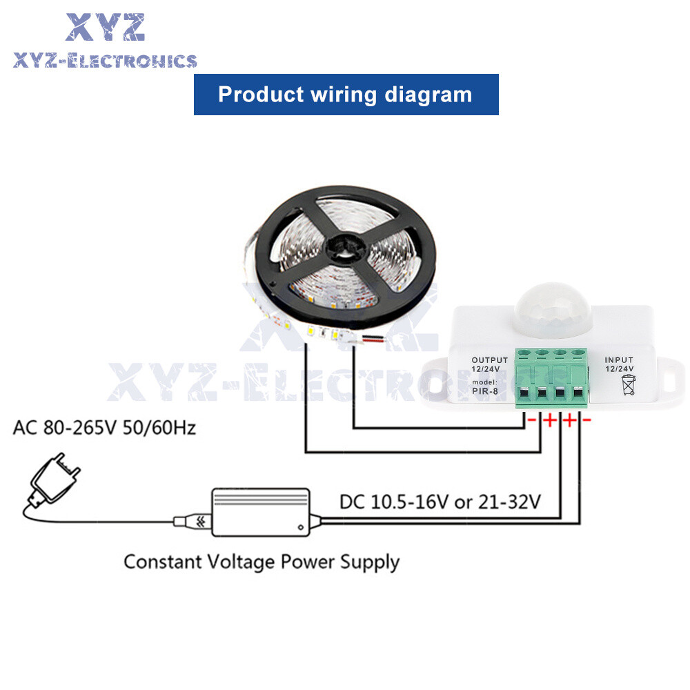 DC 12V-24V 6A/8A Automatic infrared PIR Motion Sensor Switch For LED Strip Light