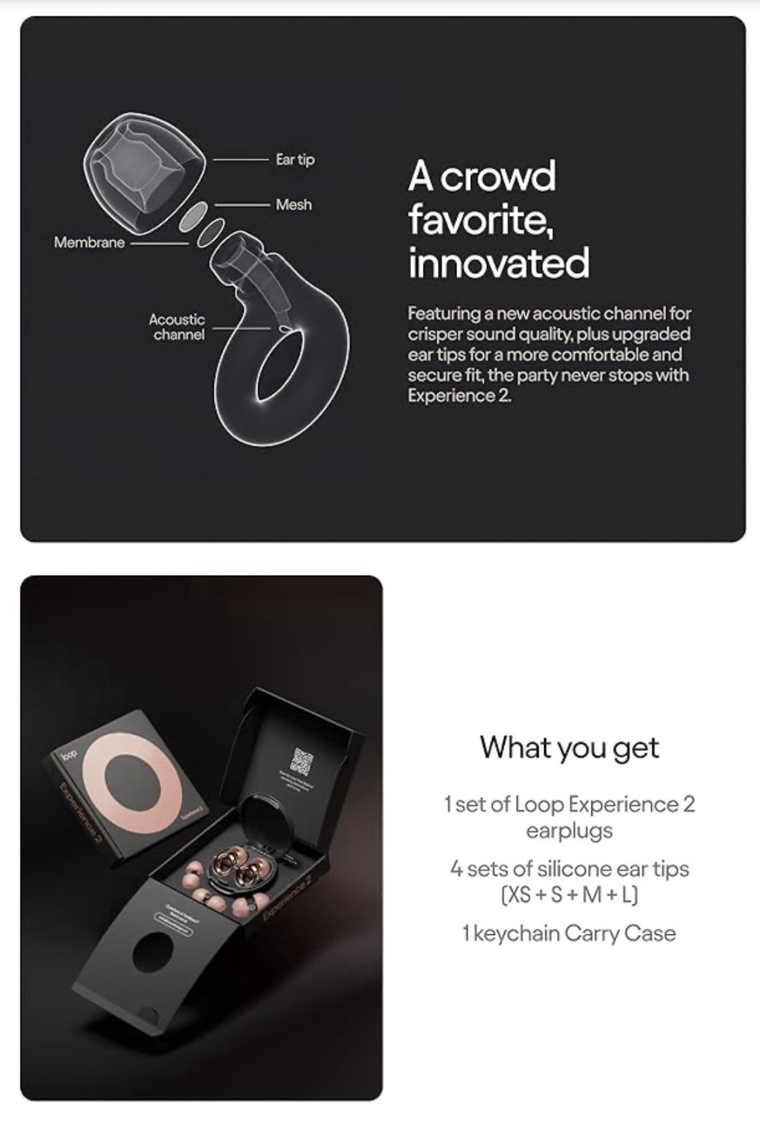 NIB Official Loop Experience 2 Ear Plugs Certified Hearing Protection -Rose Gold