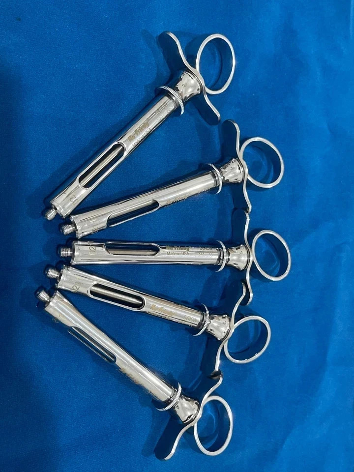 Hu-Friedy Dental Instrument Lot of 10 – 5 Syringes & 5 Mouth Mirrors Professiona
