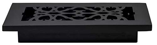 Decor Grates AC408-BLK Victorian Floor Register 4 x 8 Inches Cast Iron Black
