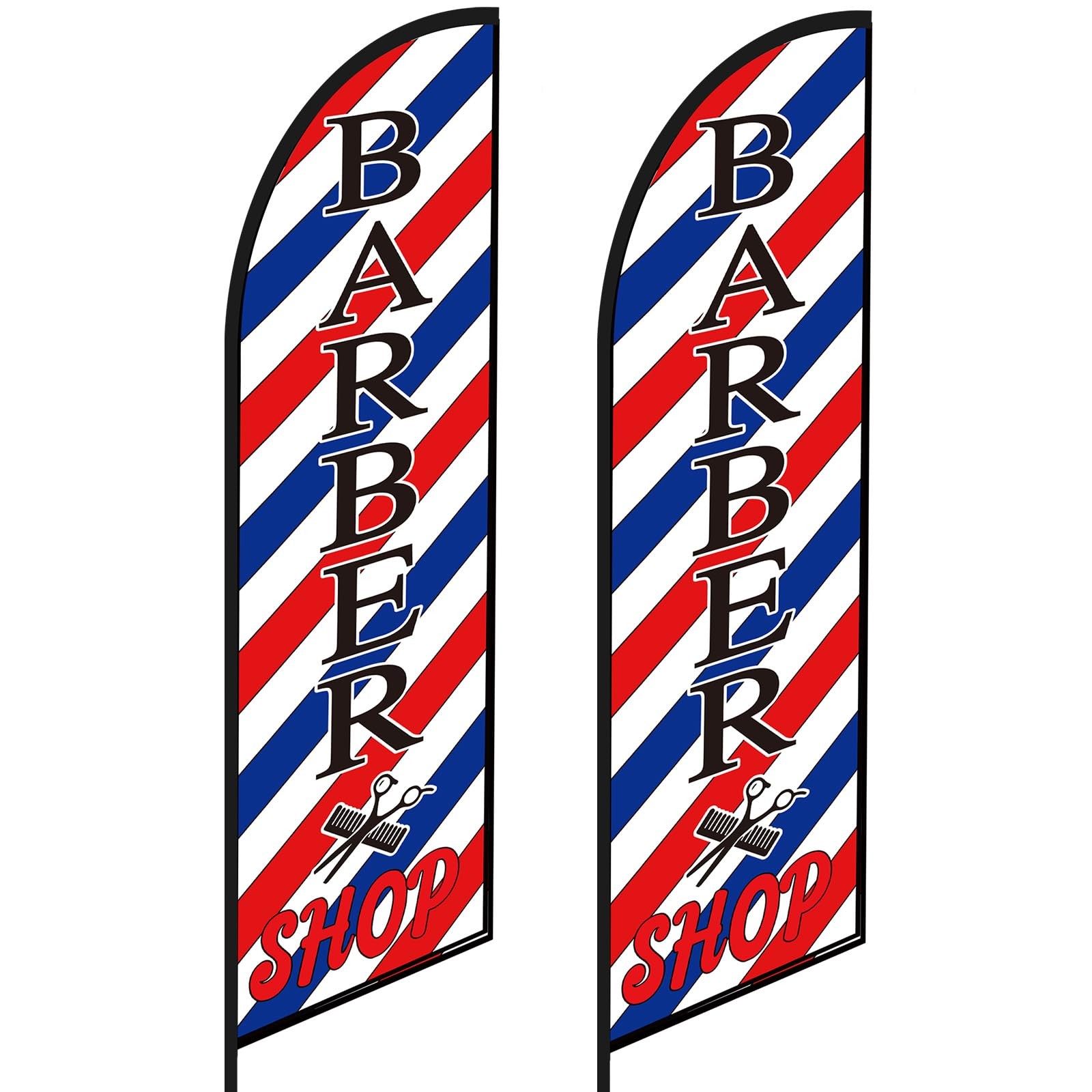 Barber Feather Flag 8ft Swooper Banner Sign Business Outdoor Sign 2pk