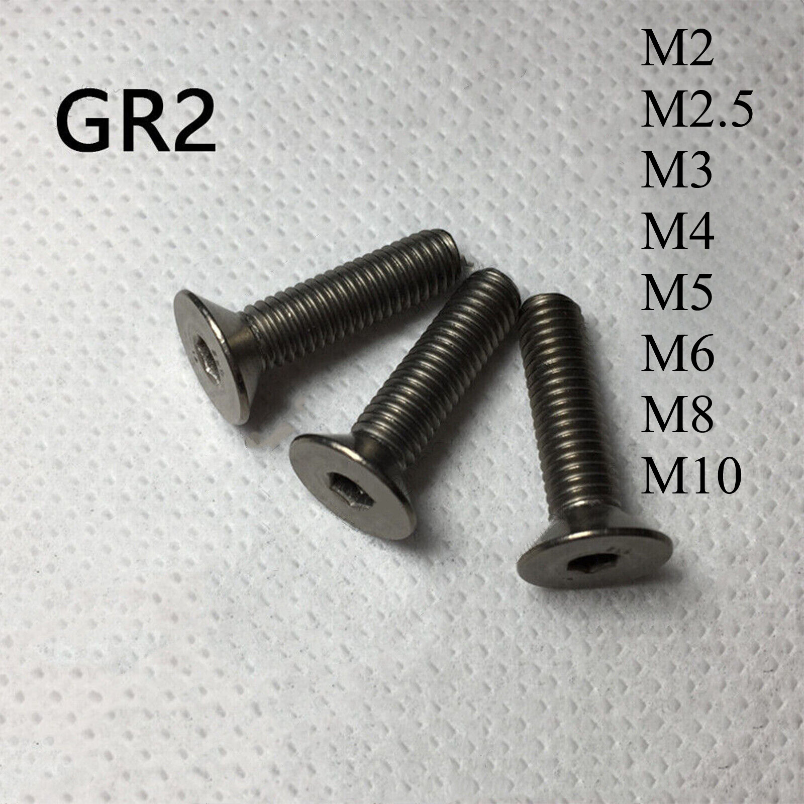 Titanium GR2 Hex Socket Bolt Countersunk Flat Head Screws M2 M2.5 M3 M4 M5 M6 M8