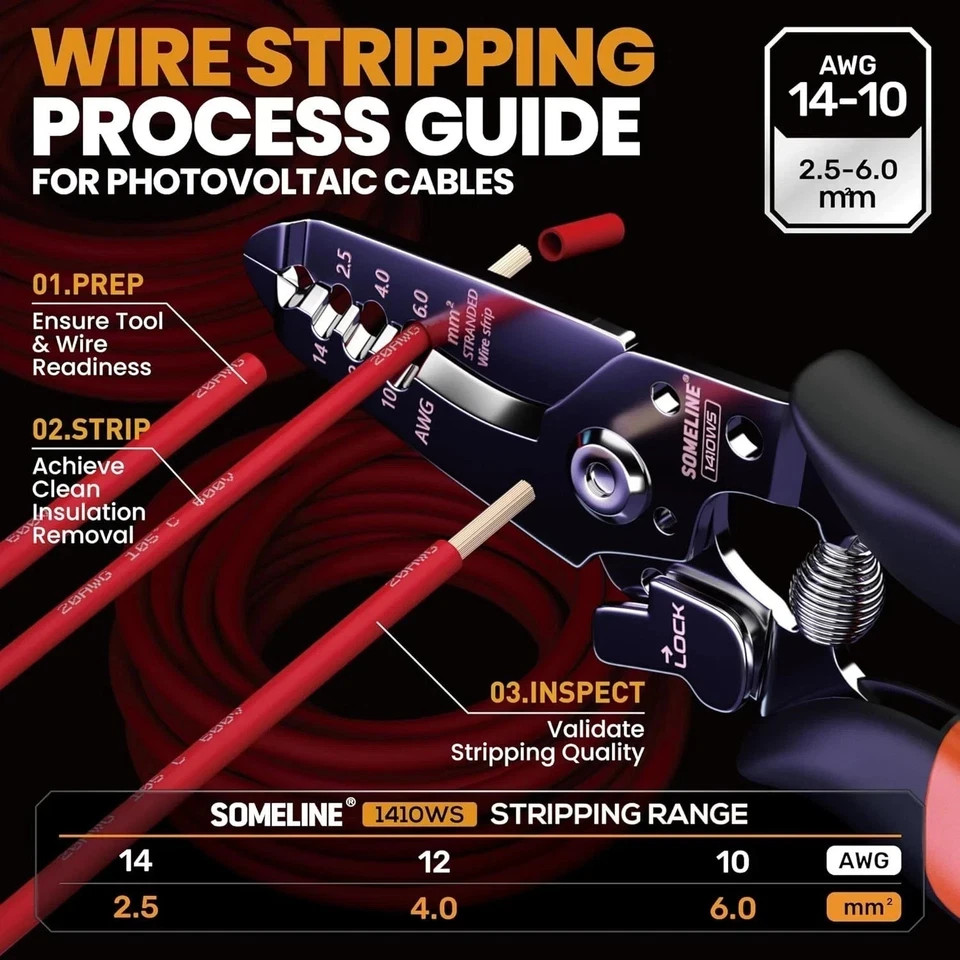 Solar Connector Crimping Tool Kit with MC4 Connectors