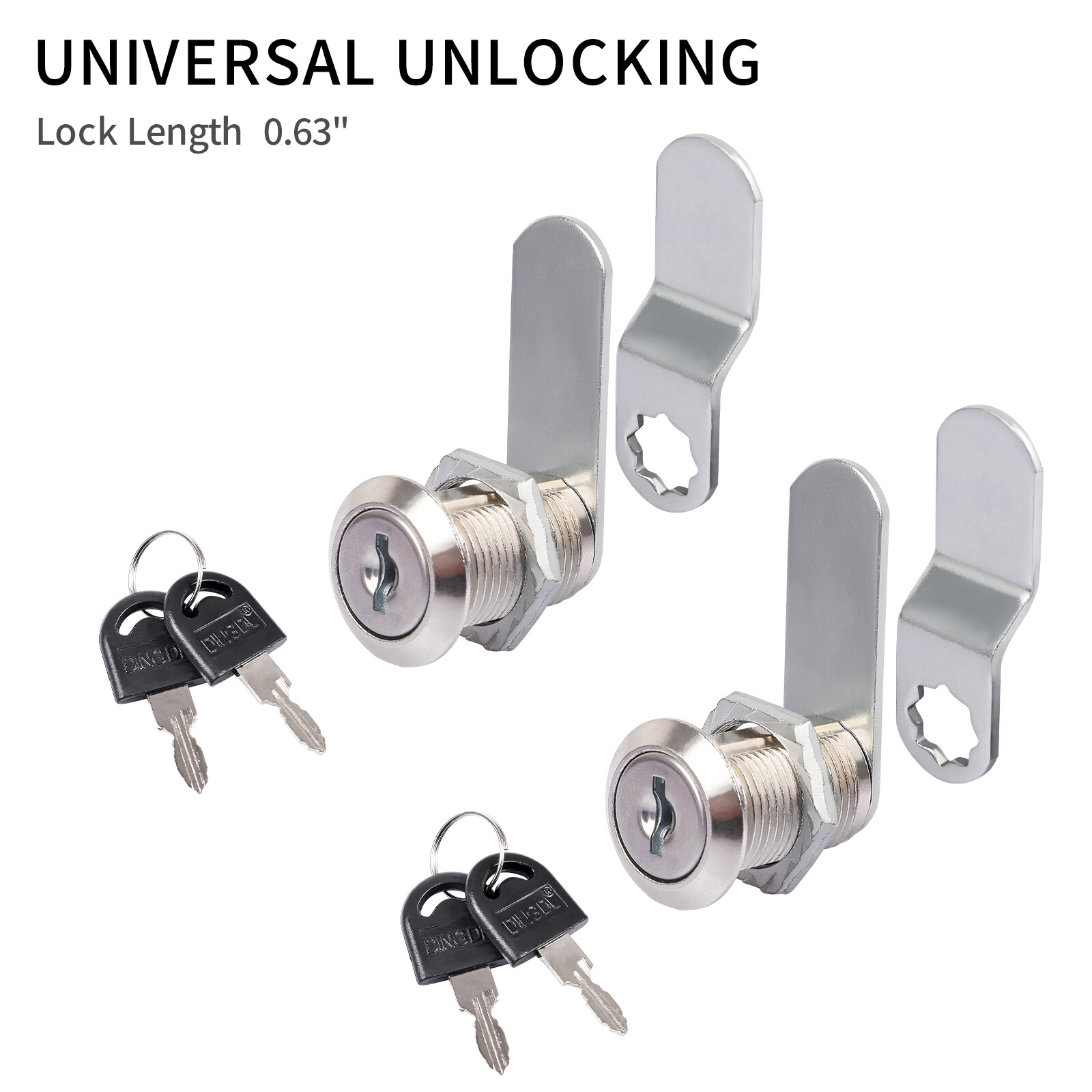 2x Cabinet Cam Lock 5/8″ Cylinder Tool Box Lock Zinc Alloy for Drawer Dresser RV